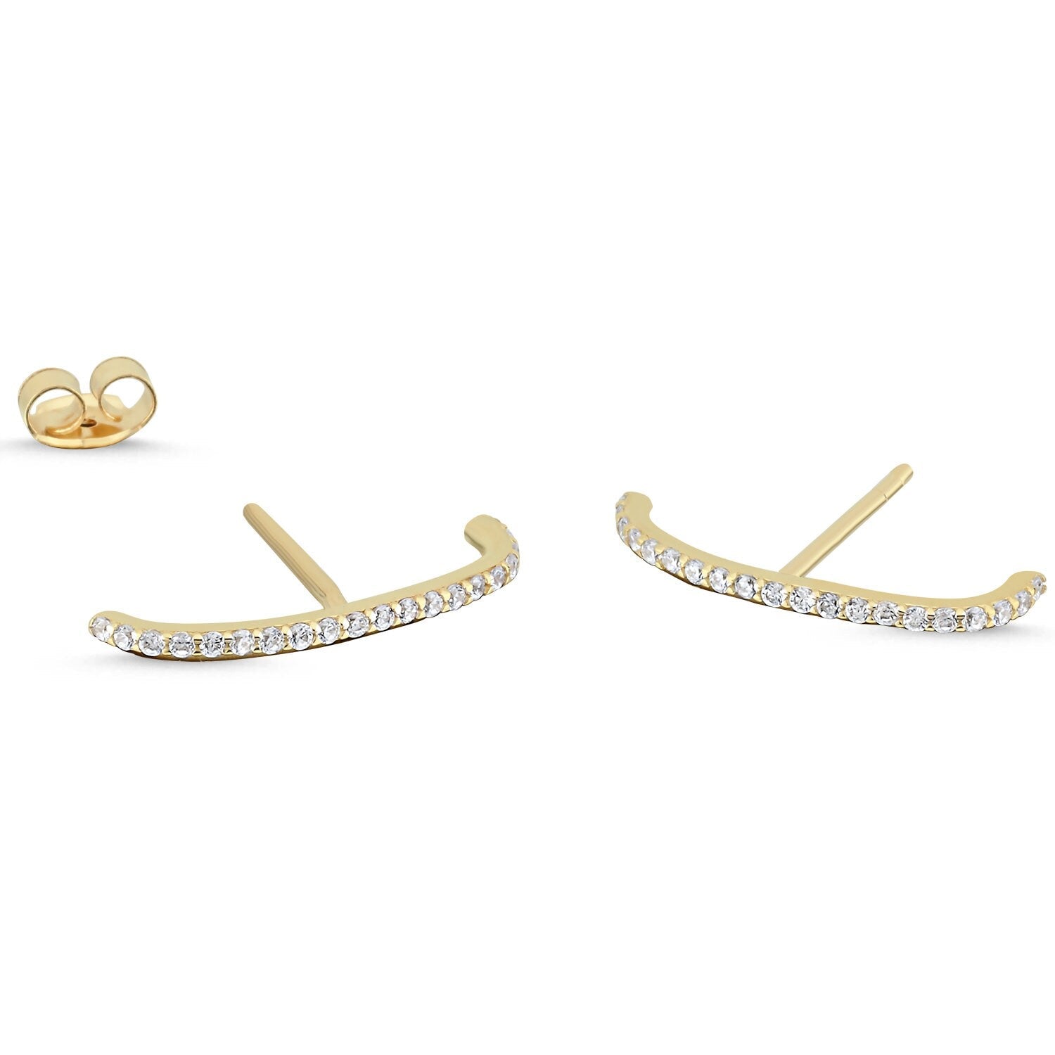 14K Gold Row Stone Earrings
