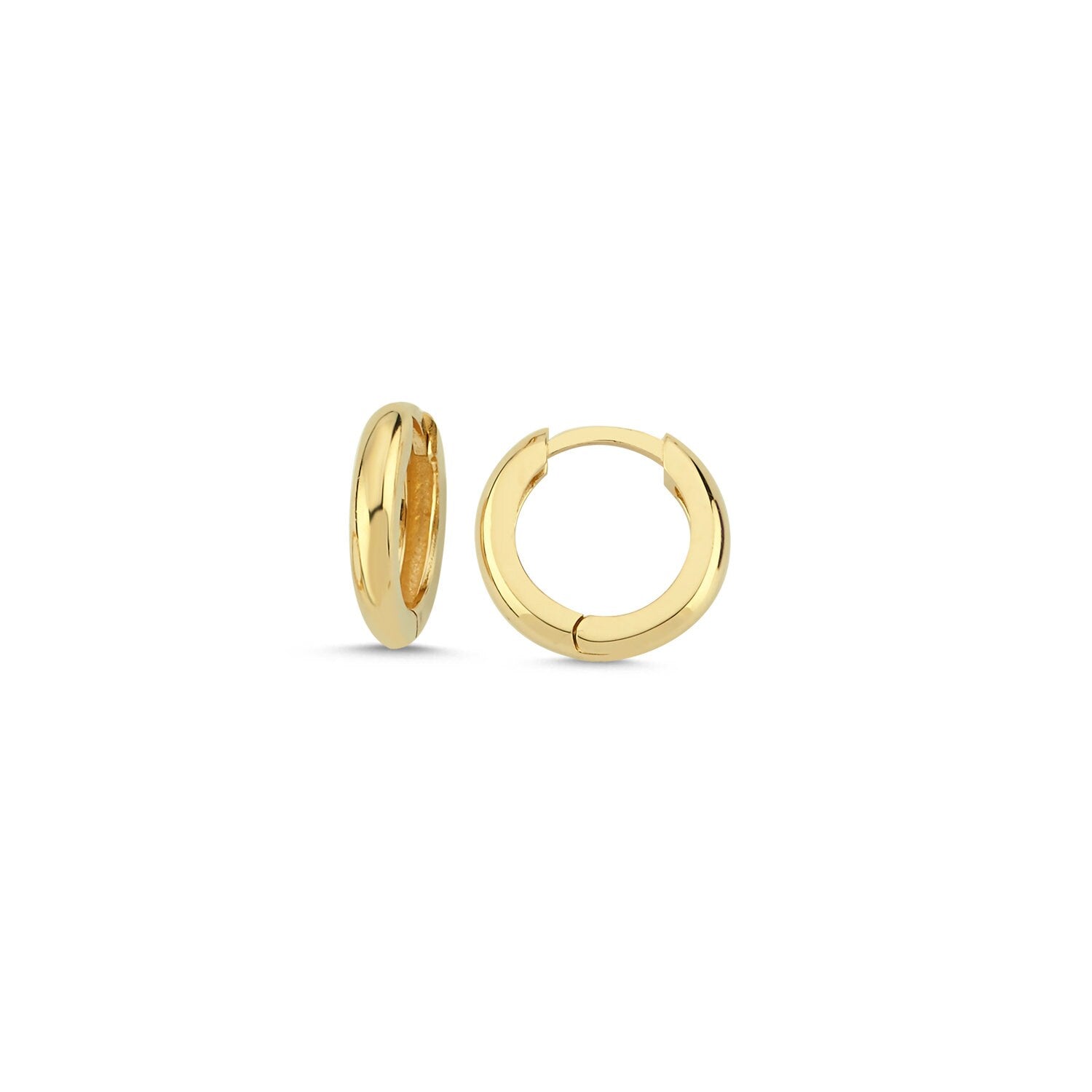 14K Gold Small Flat Hoop Earring Hems Jewellery 