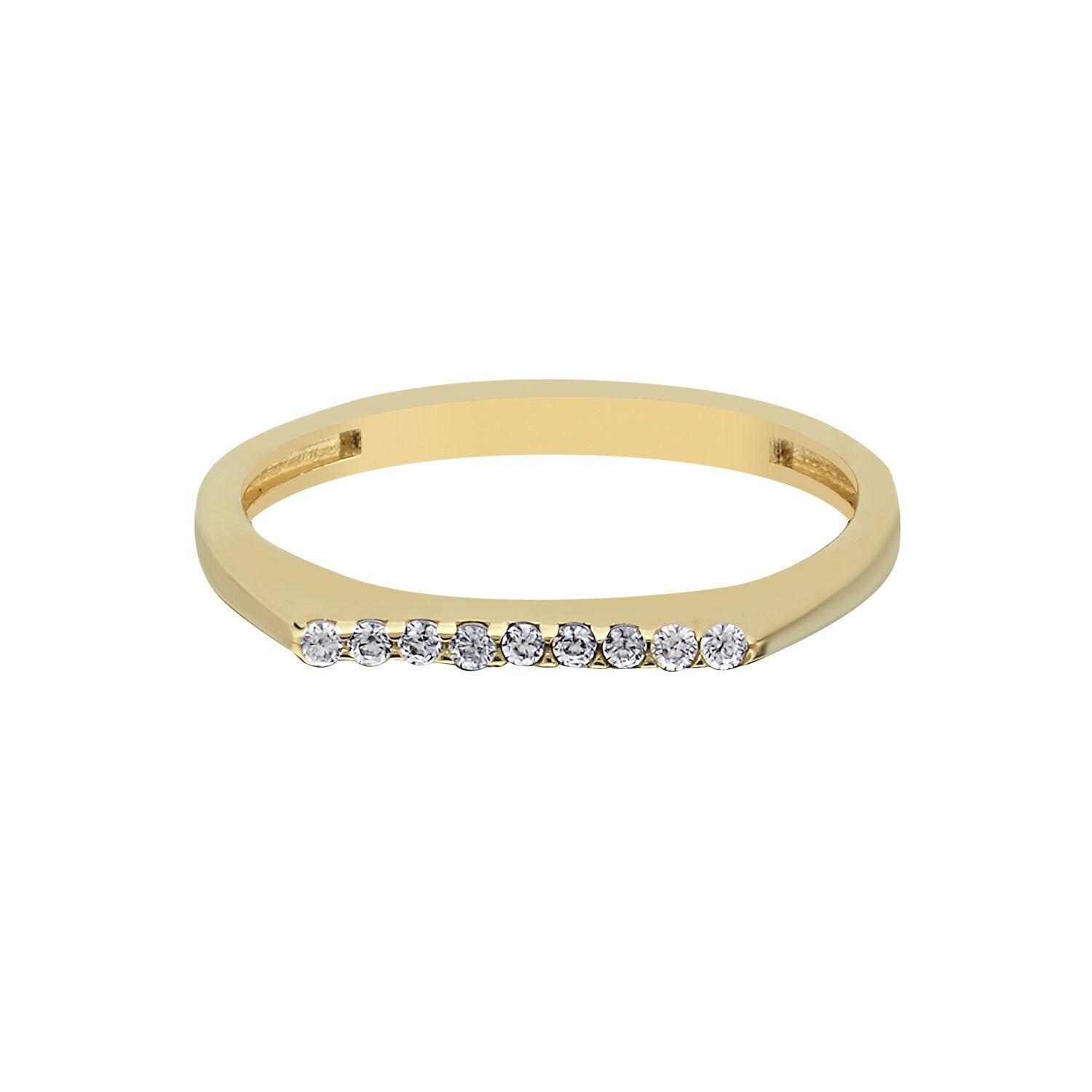 14K Gold Stackable Ring with Corner Stones Hems Jewellery 
