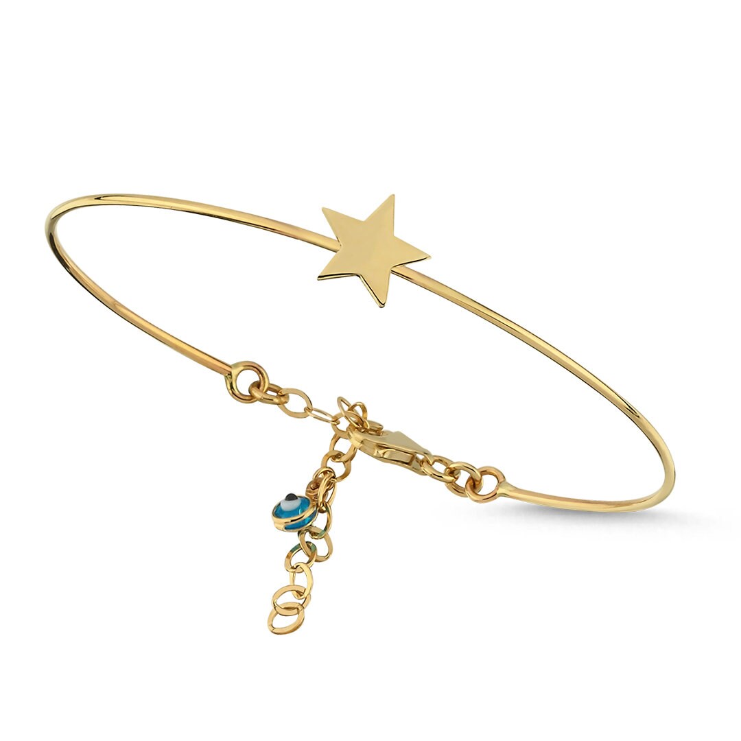 14K Gold Star Clamp Bracelet