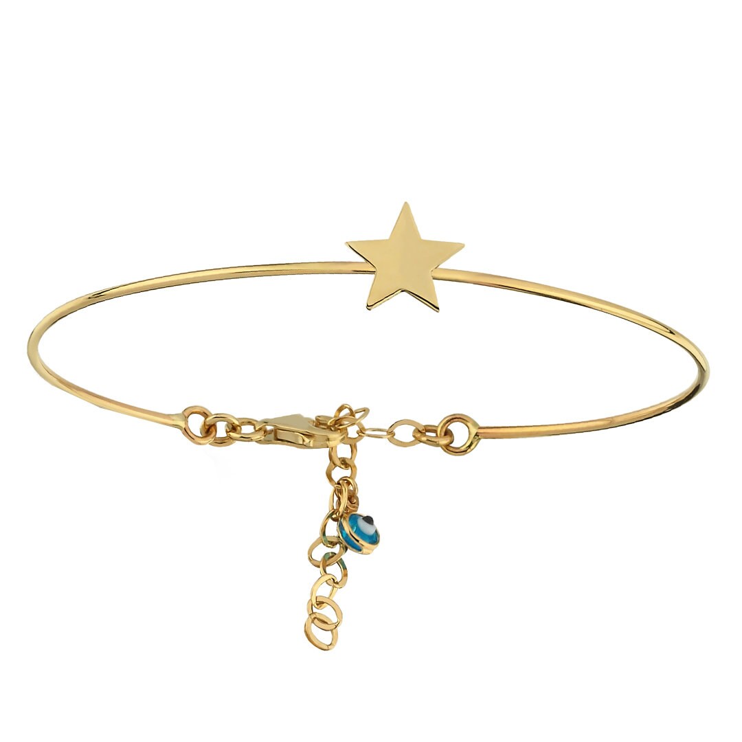 14K Gold Star Clamp Bracelet
