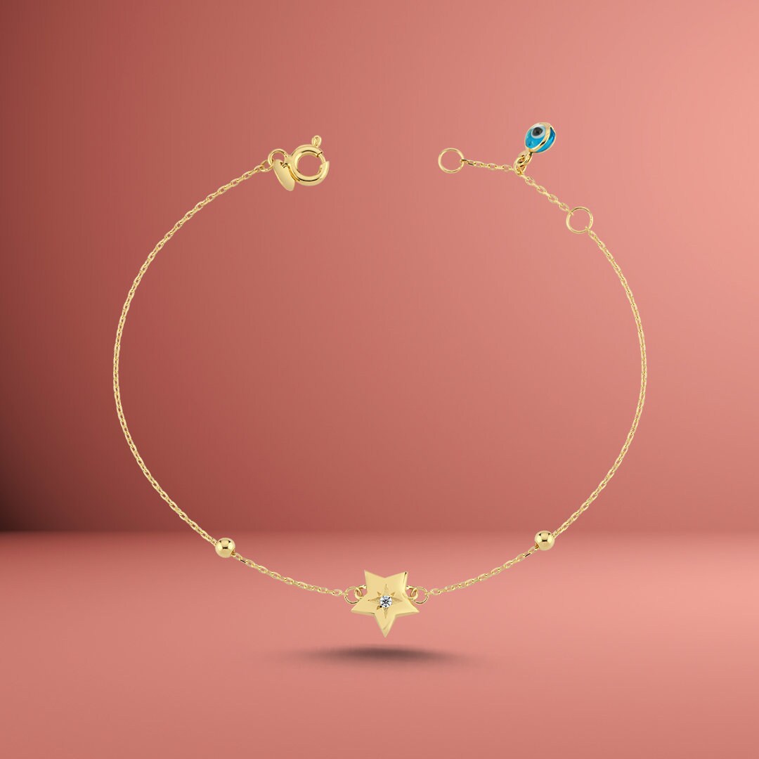 14K Gold Starry North Star Bracelet