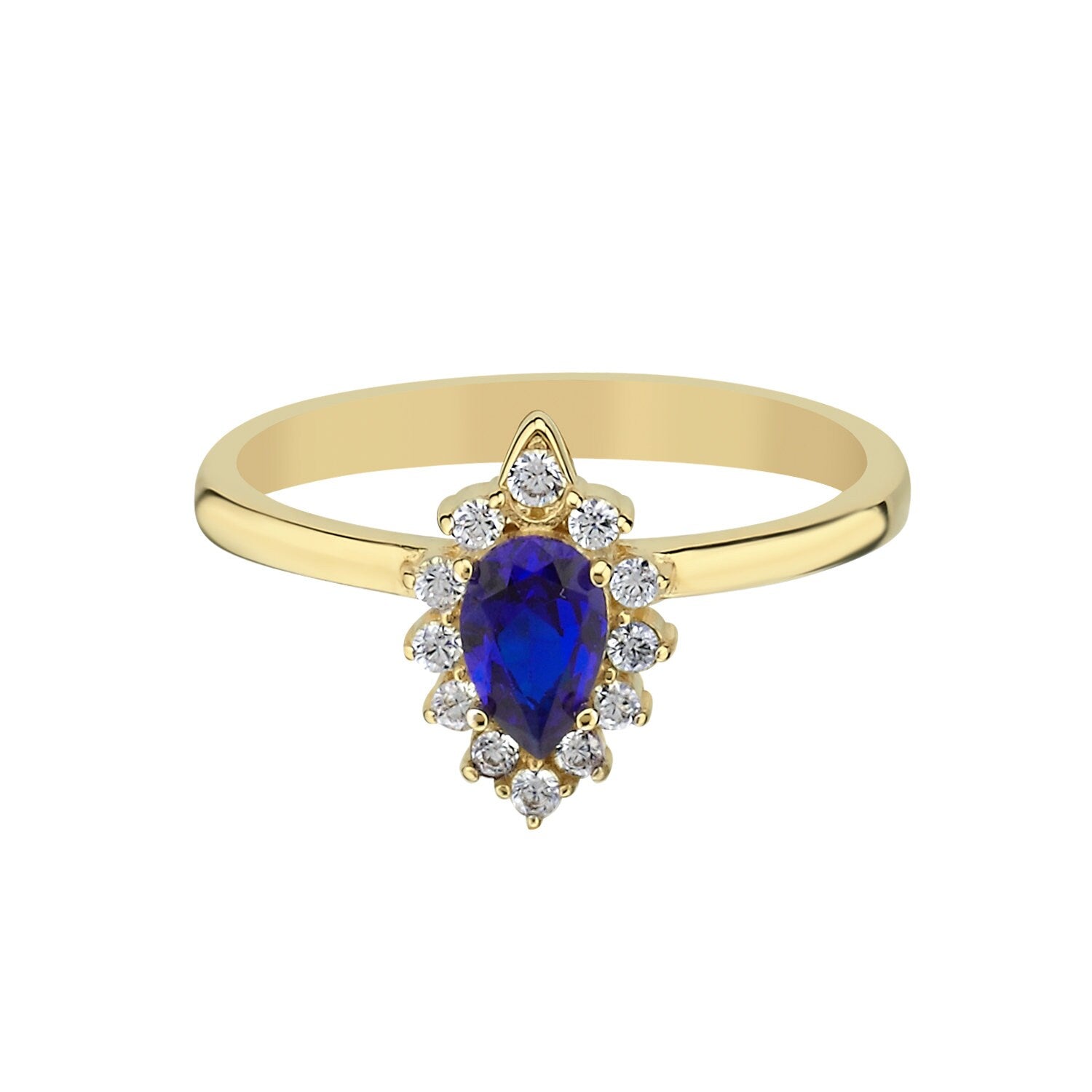 14K Gold Stone Blue Anturaj Ring Hems Jewellery 