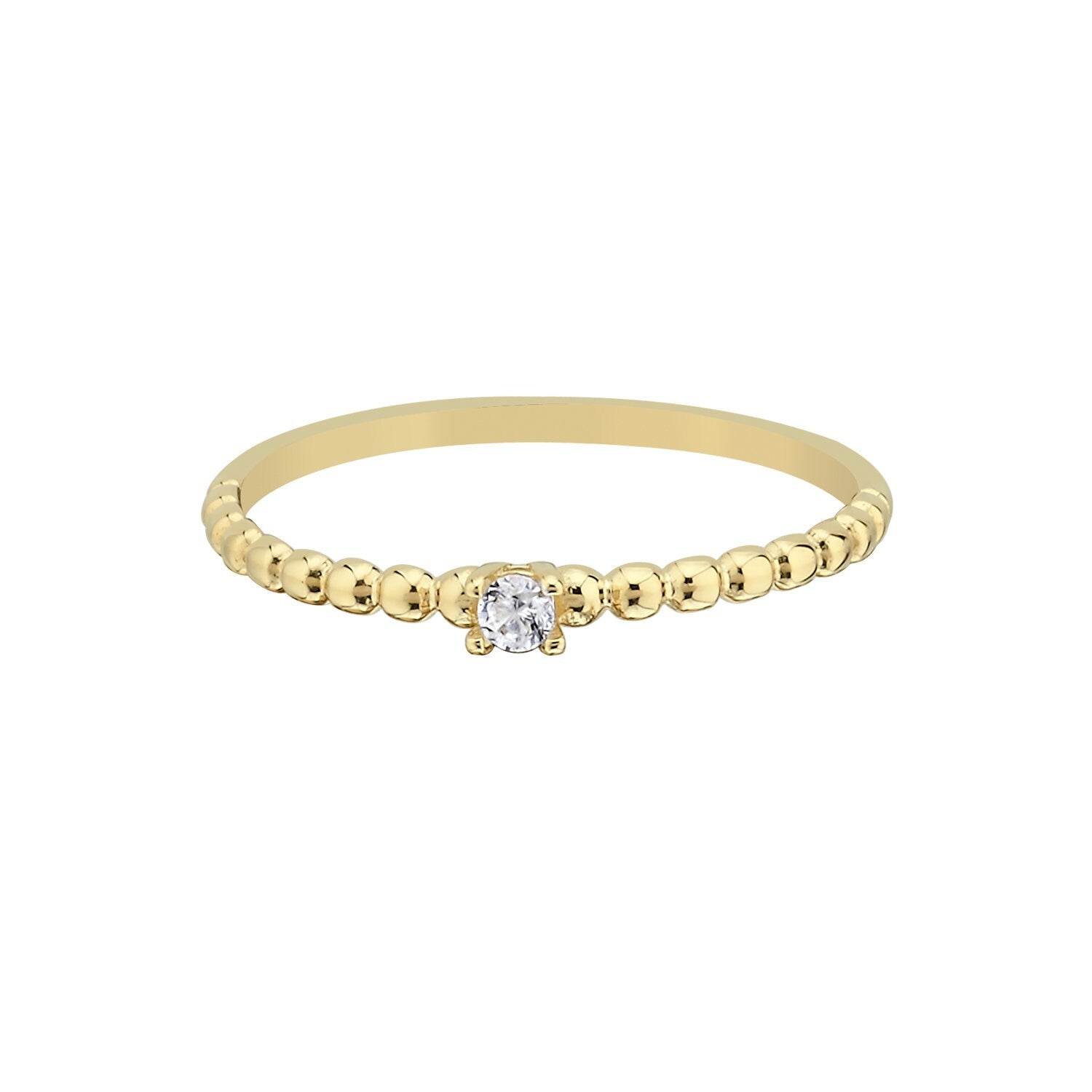 14K Gold Stone Moth Stackable Minimal Ring Hems Jewellery 