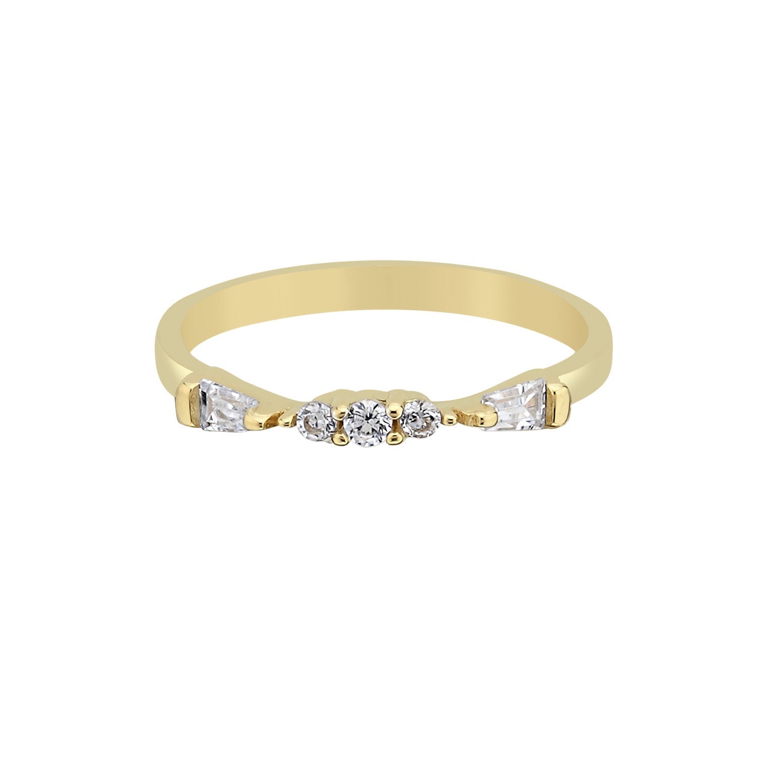 14K Gold Stone Tria Stackable Minimal Ring