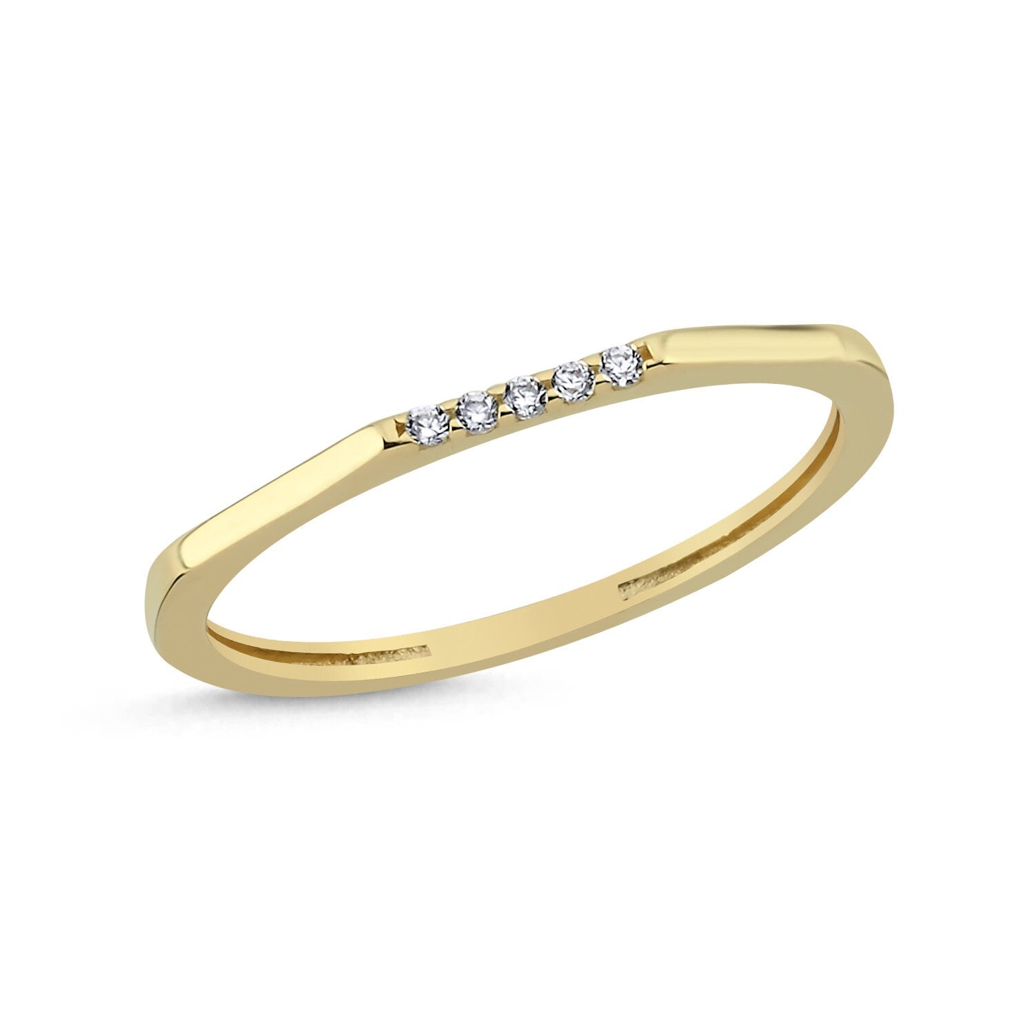 14K Gold Stones Angular Stackable Minimal Ring Hems Jewellery 