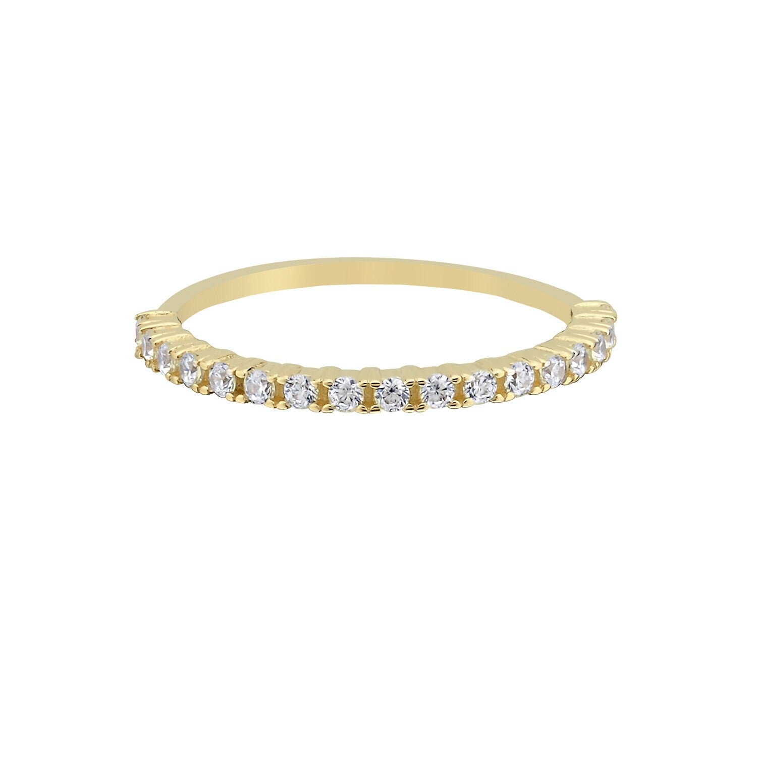 14K Gold Stones Half Round Stackable Minimal Ring Hems Jewellery 