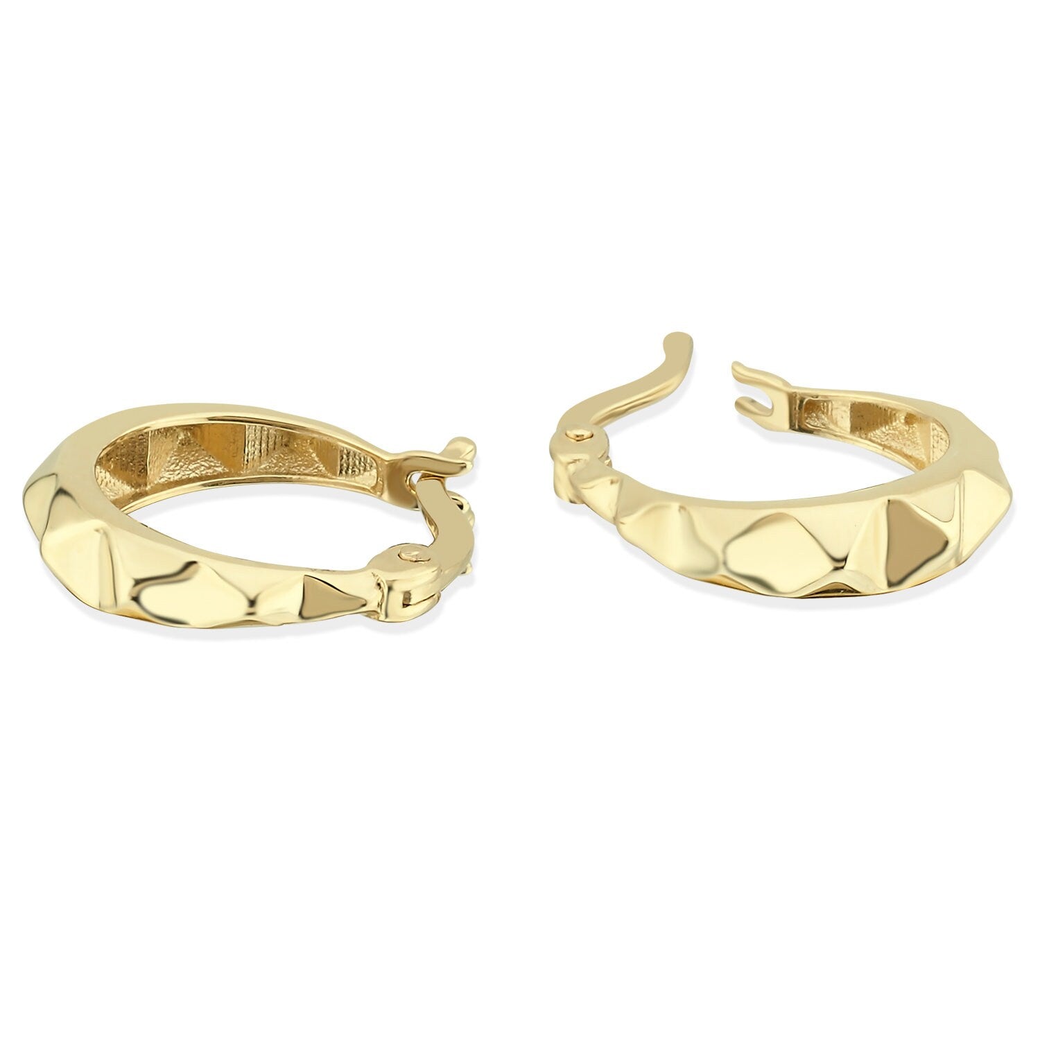 14K Gold Toblerone Hoop Earrings Hems Jewellery 
