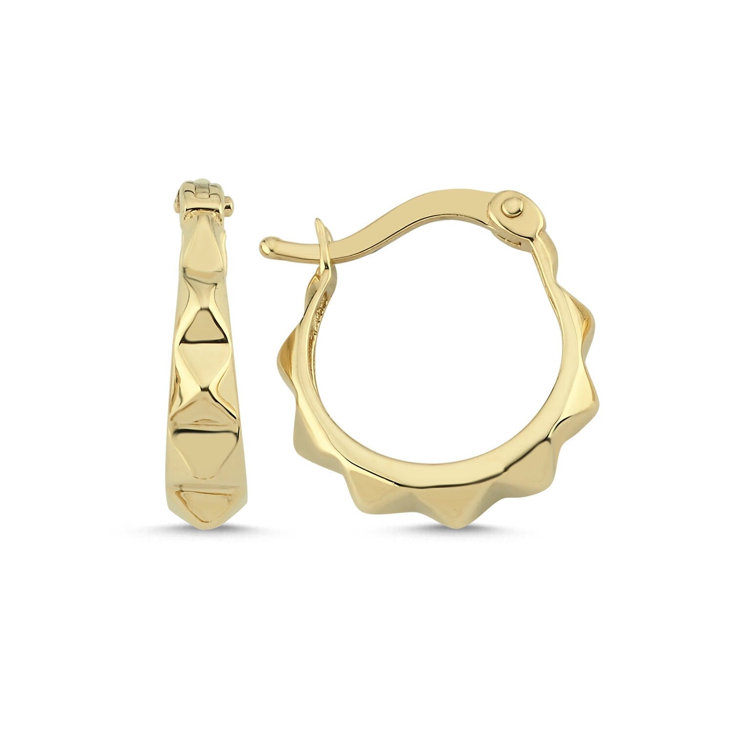 14K Gold Toblerone Hoop Earrings Hems Jewellery 