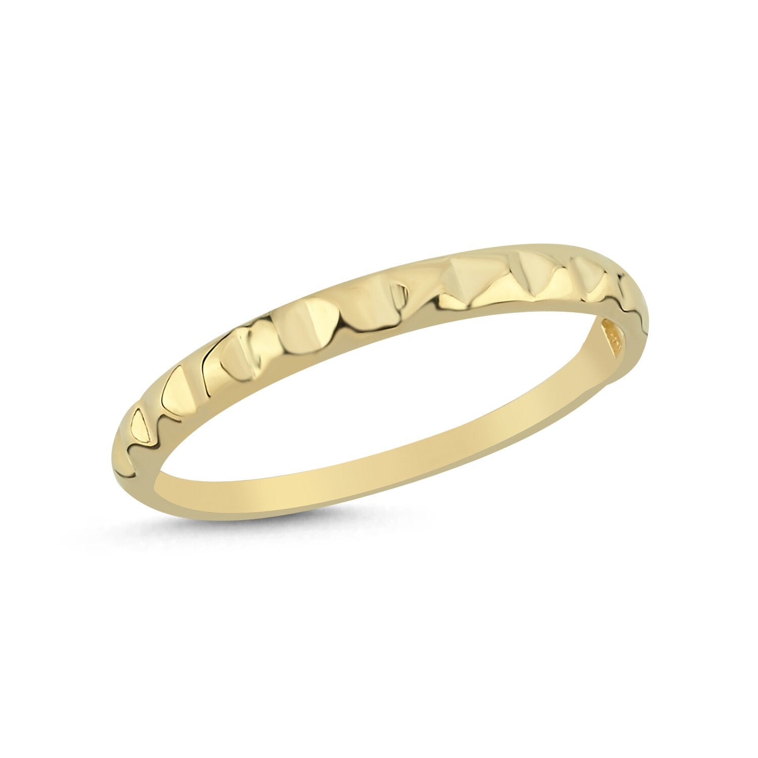 14K Gold Toblerone Stackable Minimal Ring Hems Jewellery 