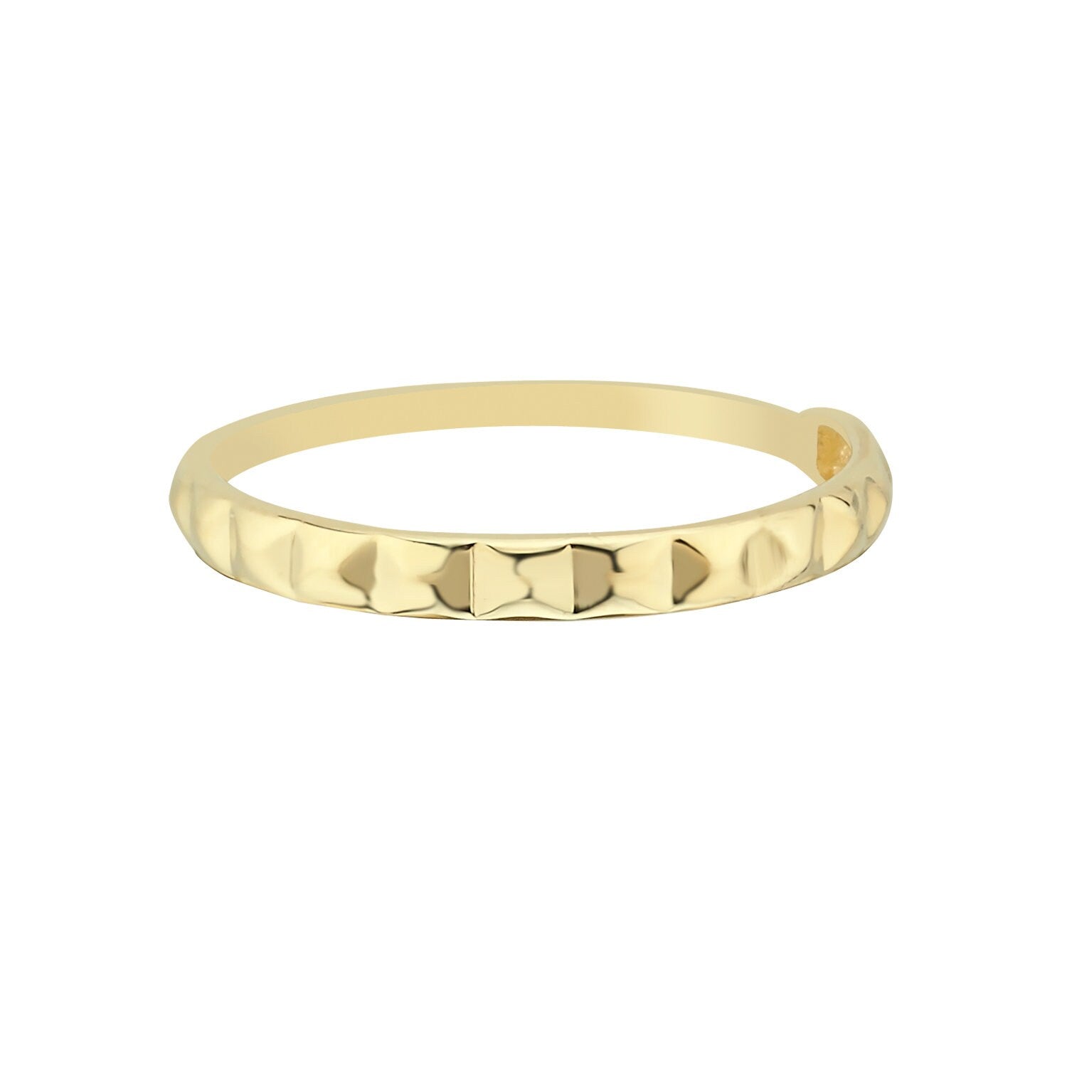 14K Gold Toblerone Stackable Minimal Ring Hems Jewellery 
