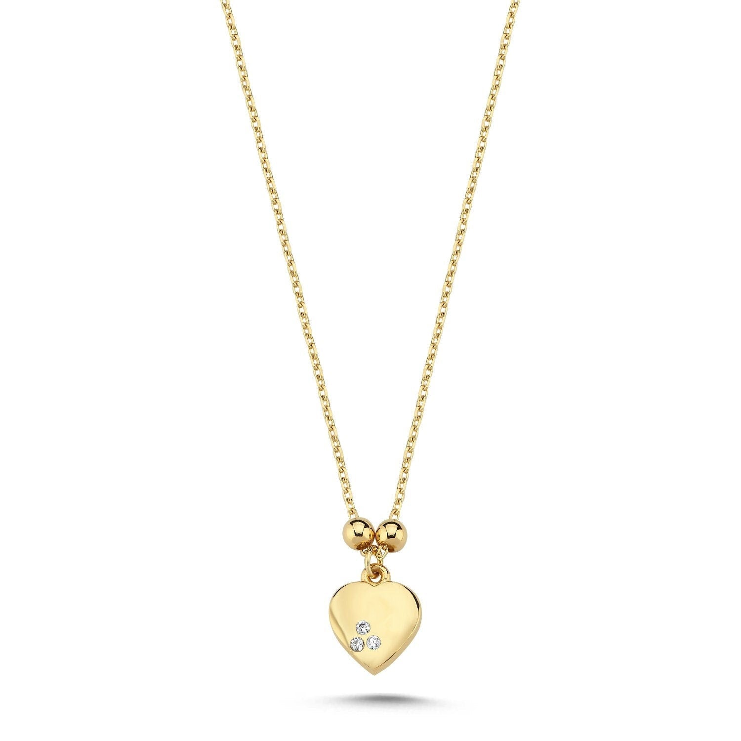 14K Gold Tria Mini Heart Necklace
