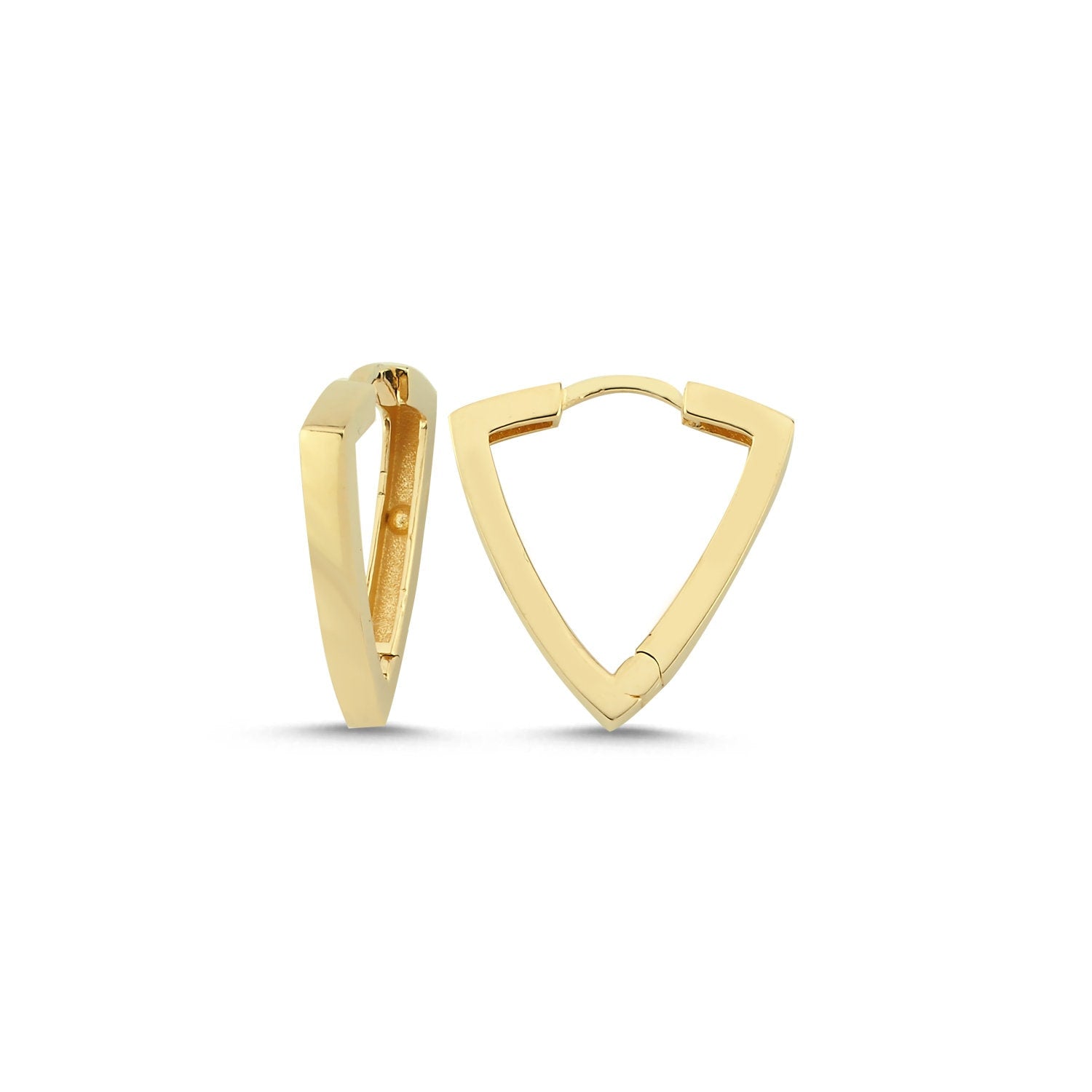 14K Gold Triangle Flat Earrings Hems Jewellery 