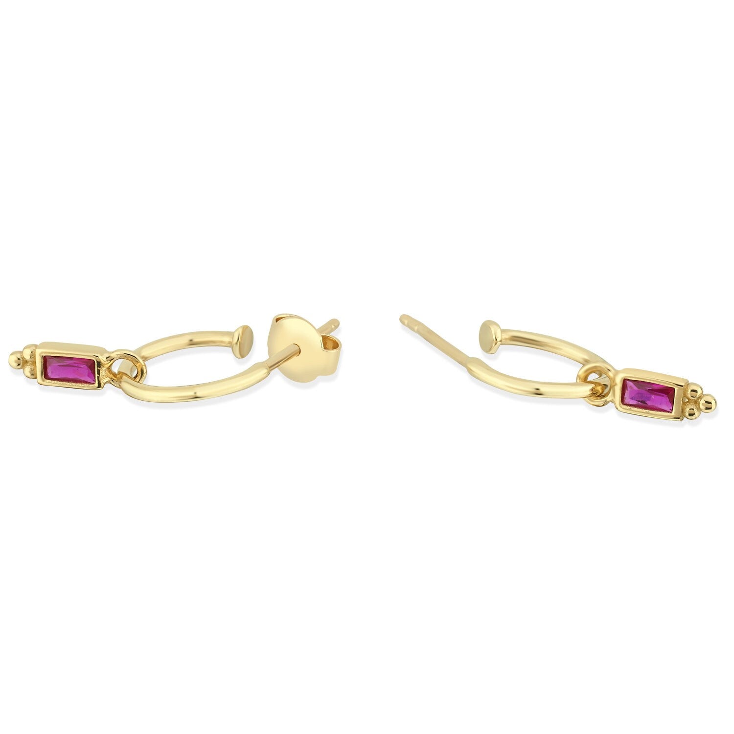 14K Gold Vintage Pink Stone Earrings