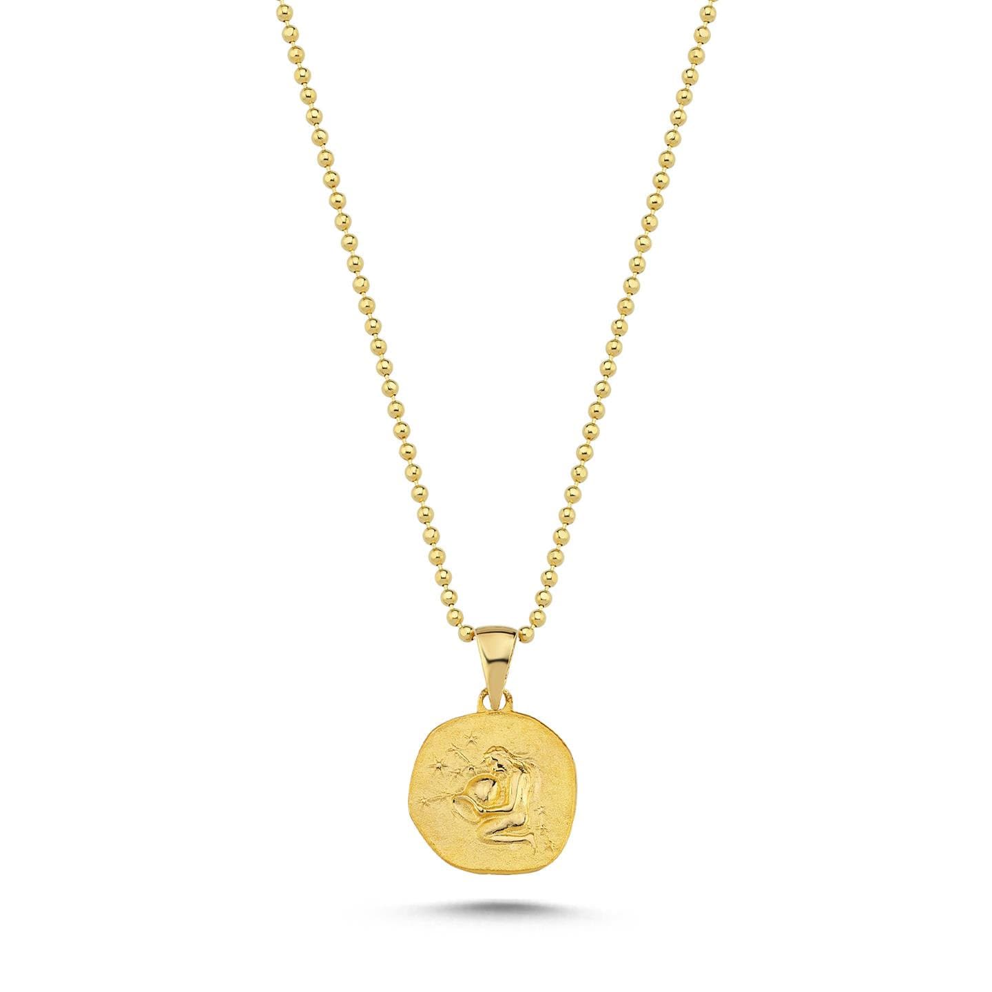 14K Gold Zodiac Aquarius Necklace - Aquarius Pendant - Ideal Gift for Astrology Enthusiasts Hems Jewellery 