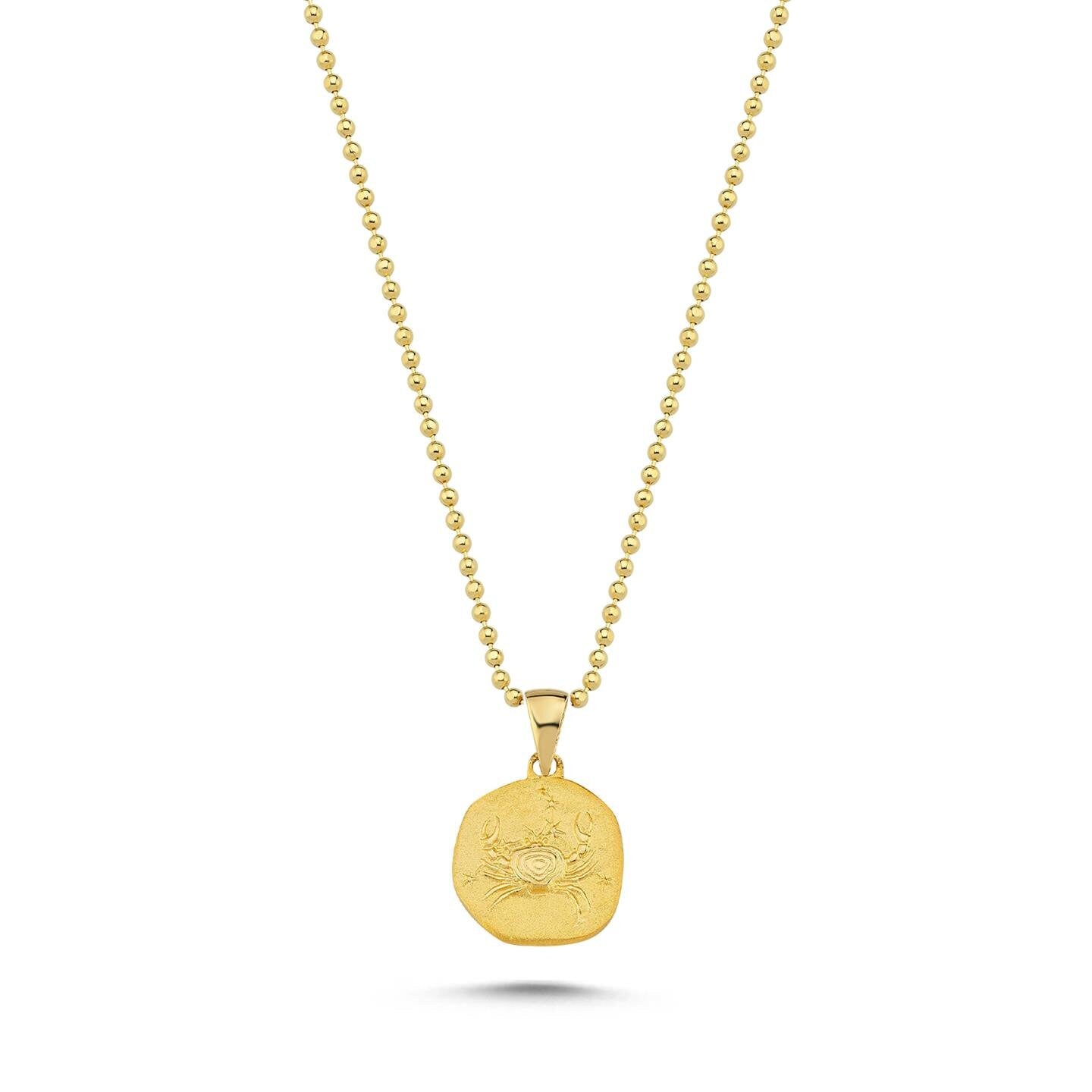 14K Gold Zodiac Cancer Necklace - Cancer Pendant - Ideal Gift for Astrology Enthusiasts