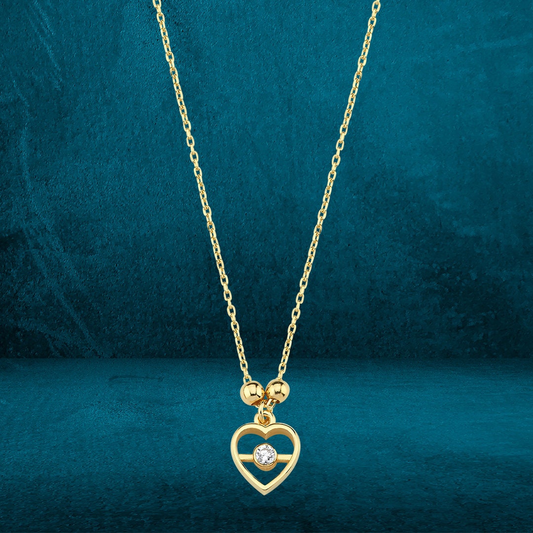 14K Mini Heart Solitaire Necklace