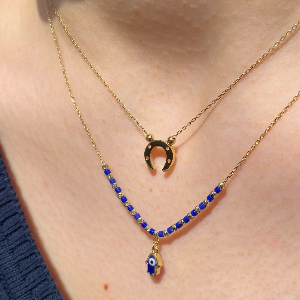 14K Minimal Lucky Charm Necklace Hems Jewellery 
