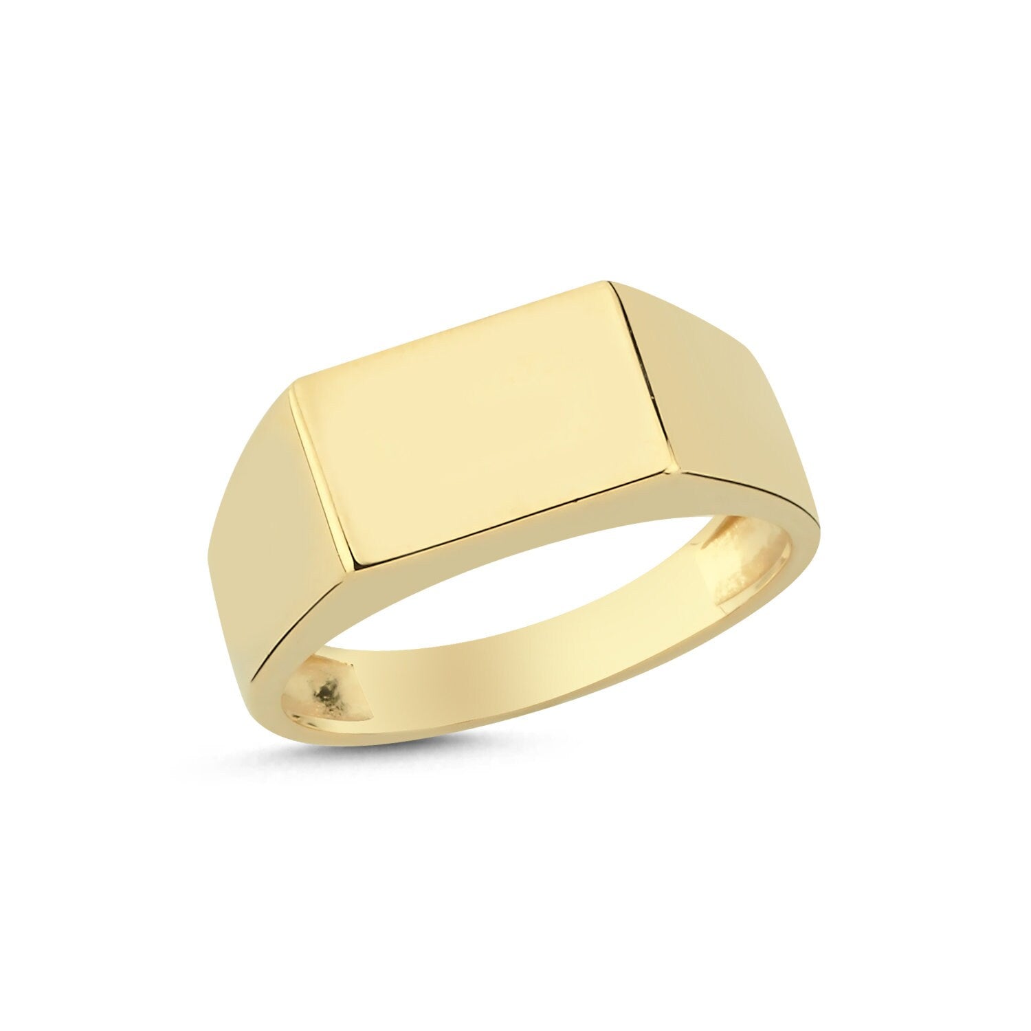 14K Solid Gold Round Signet Ring