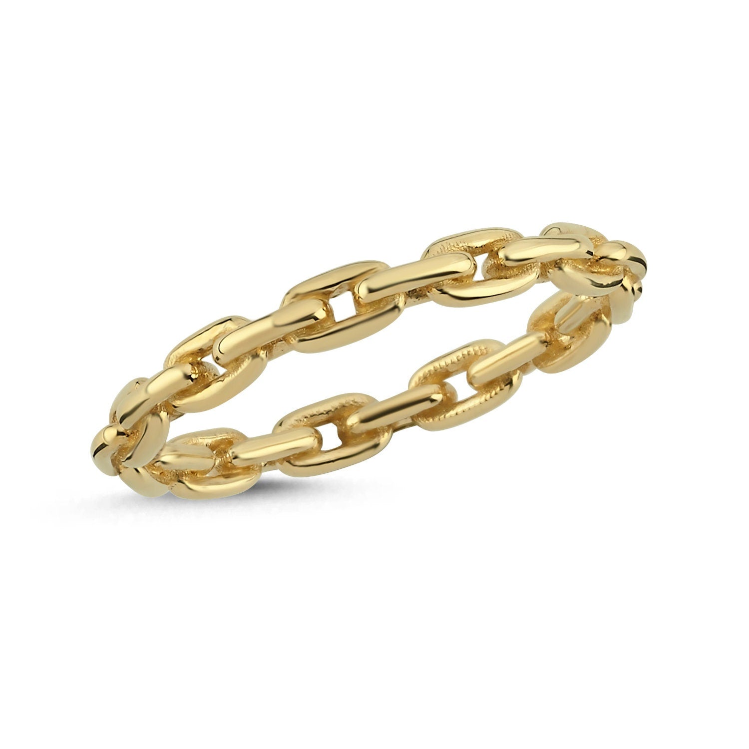 14k Gold Chain Stackable Crown Ring