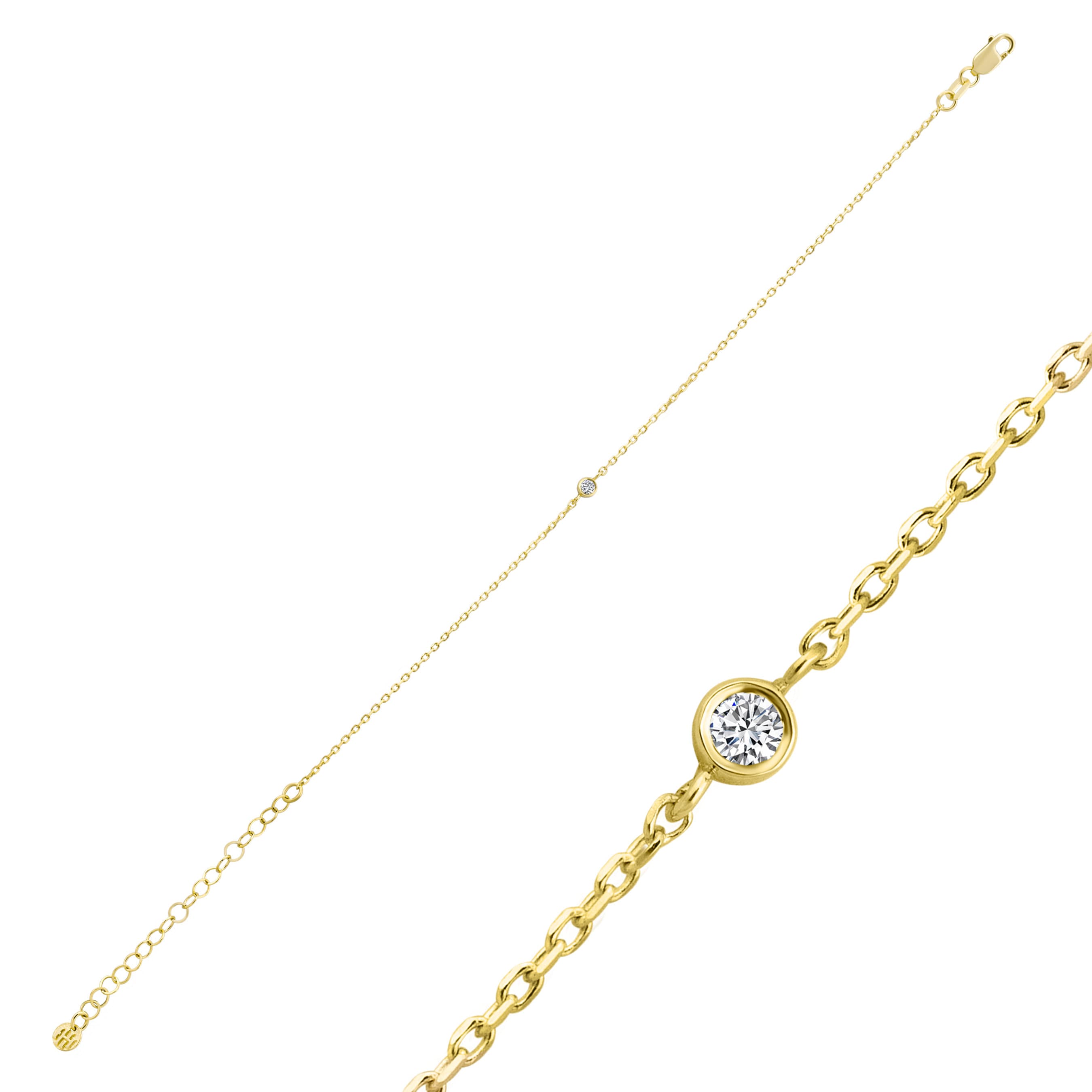 14k Gold Diamond Solitaire Bracelet / Bracelet for Woman , Gold Bracelet, Gift for Women, Diamond Bracelet Hems Jewellery 