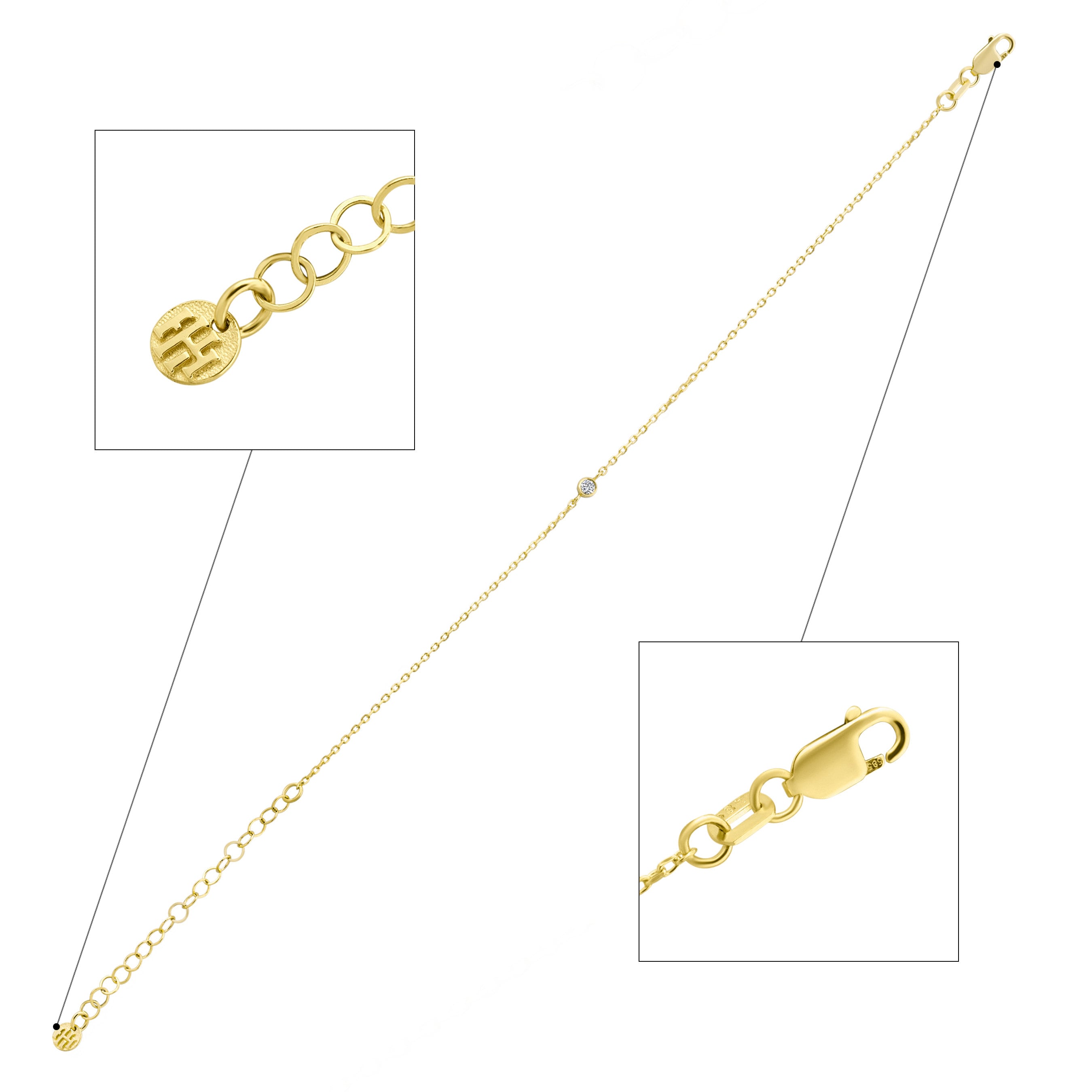 14k Gold Diamond Solitaire Bracelet