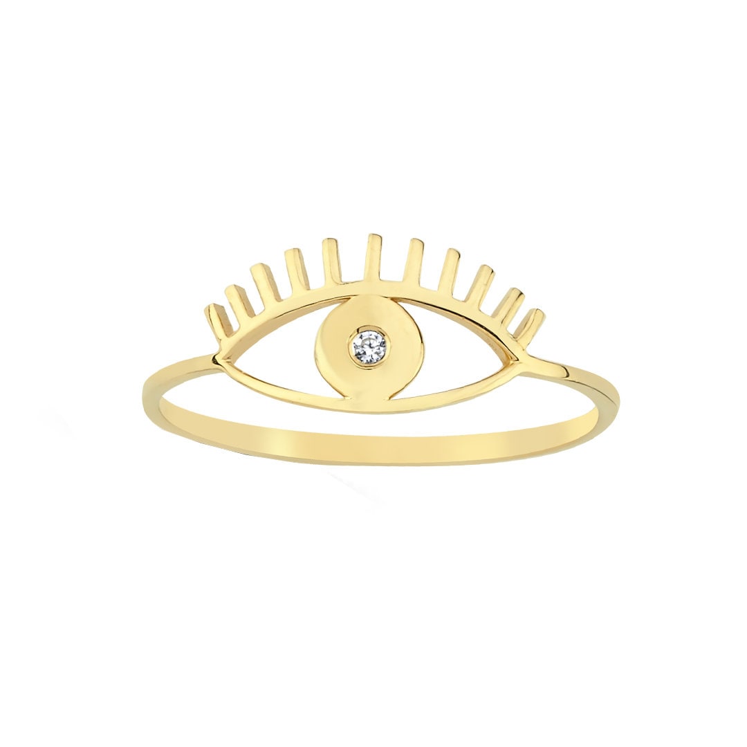14k Gold Gemstone Eye Ring