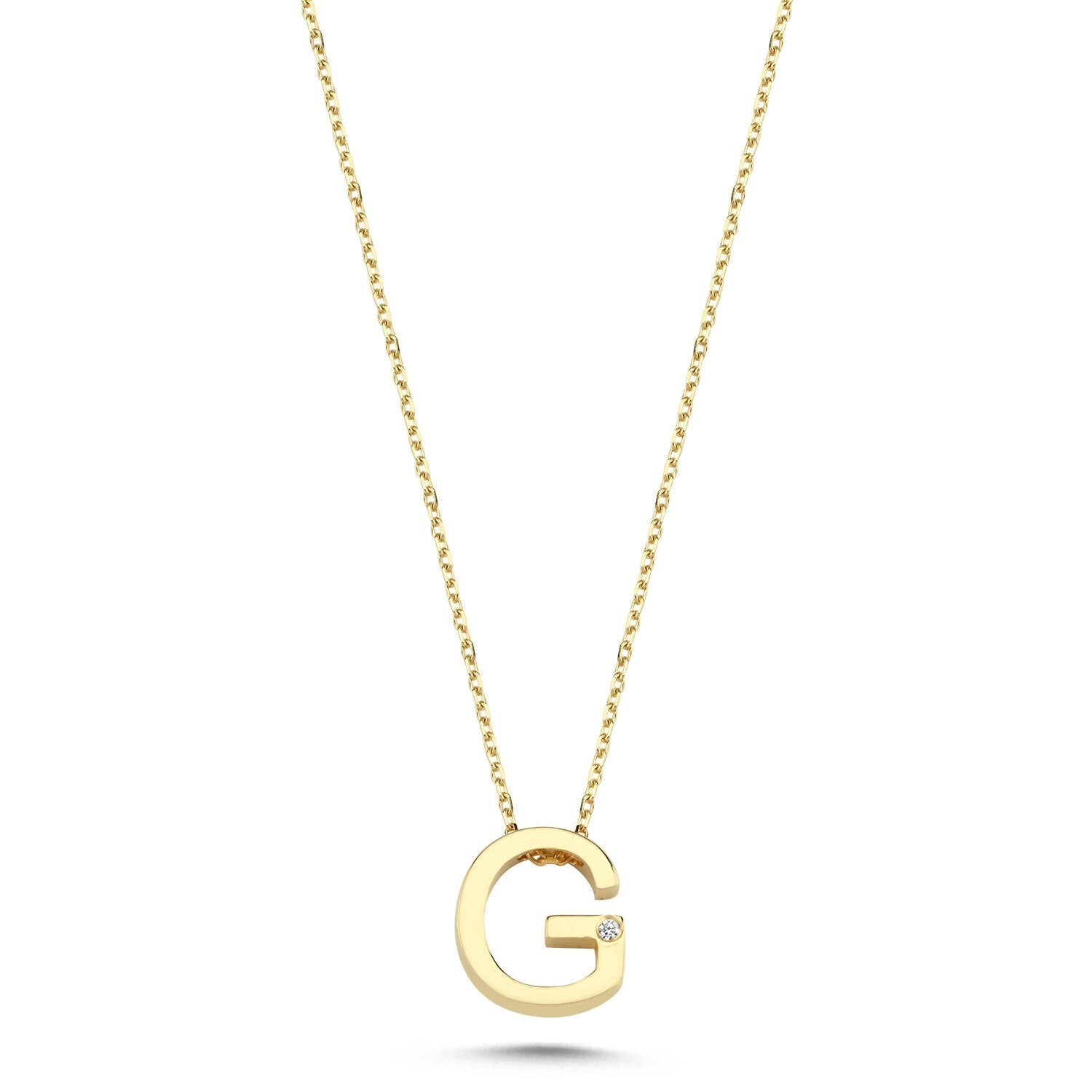 14k Gold Minimal G Initial Necklace Hems Jewellery 