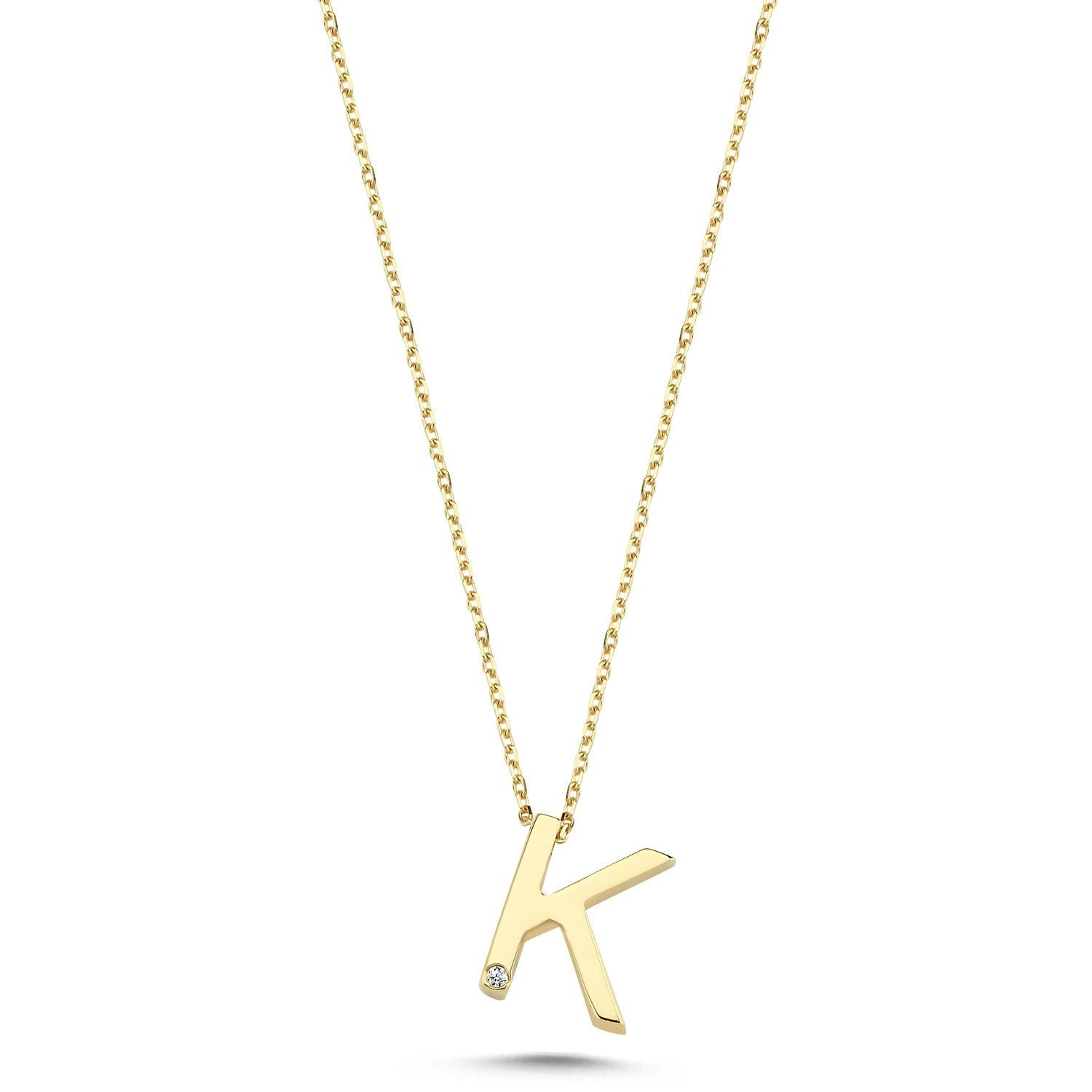 14k Gold Minimal K Initial Necklace Hems Jewellery 