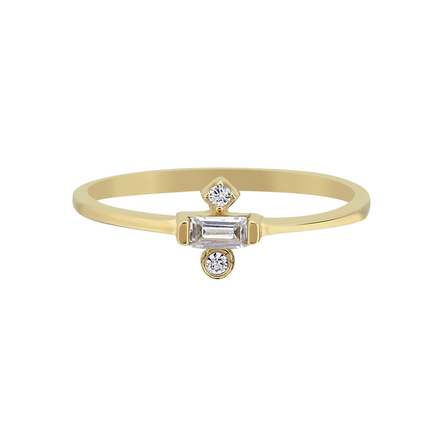 14k Gold Minimal Stackable Baguette Ring Hems Jewellery 