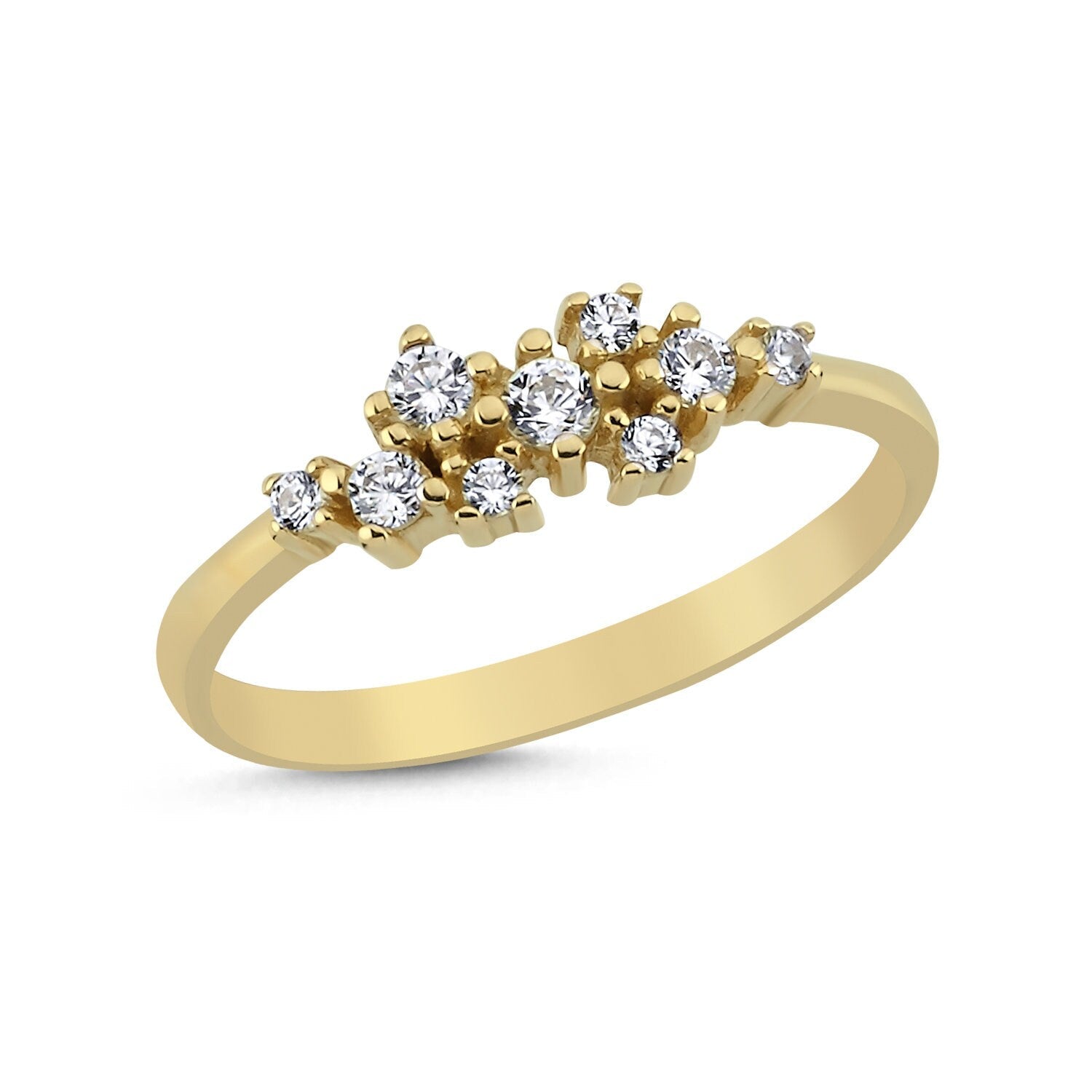 14k Gold Minimal Stackable Cluster Ring Hems Jewellery 
