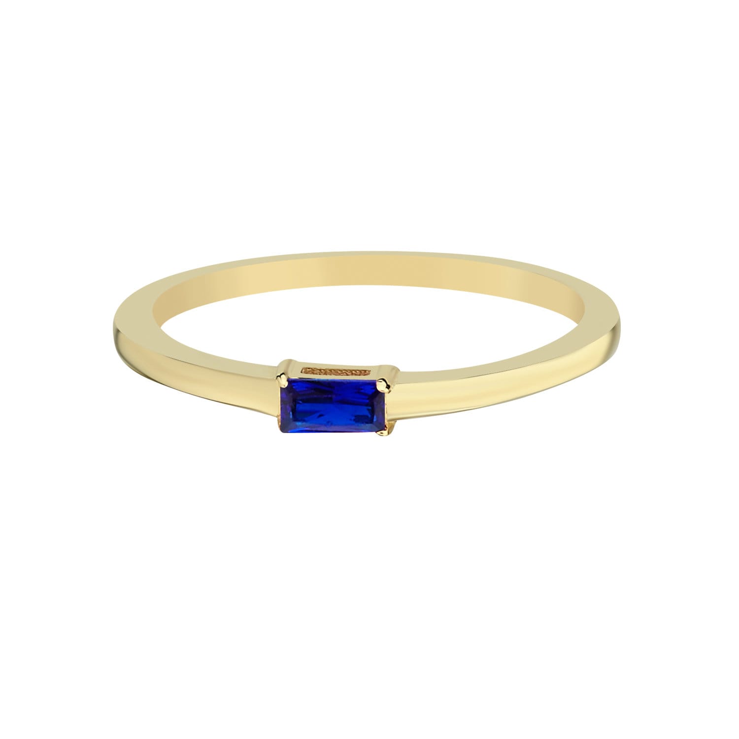 14k Gold Minimal Stackable Ring with Blue Colored Stone Hems Jewellery 