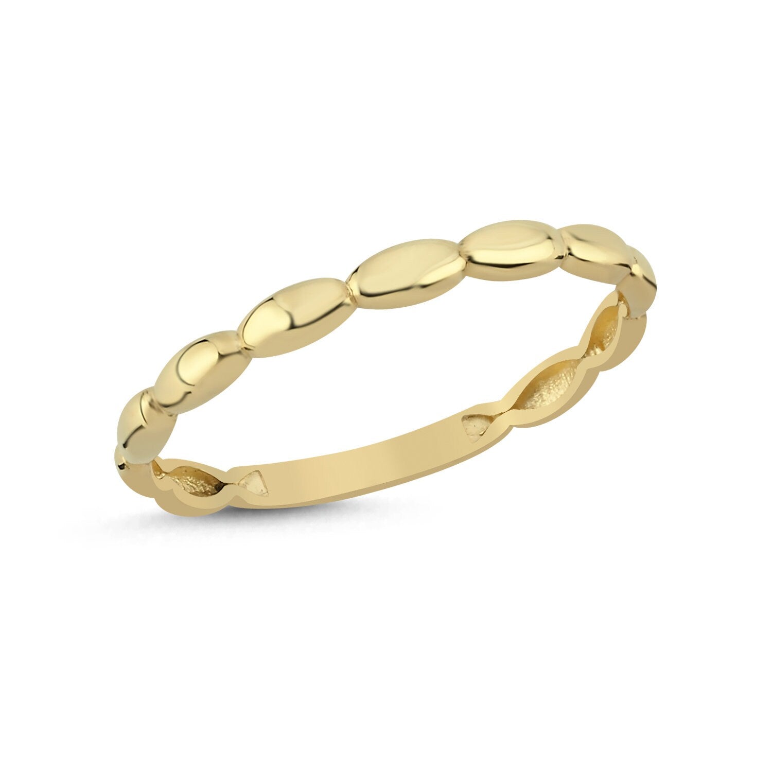 14k Gold Minimal Stackable Shuttle Ring Hems Jewellery 