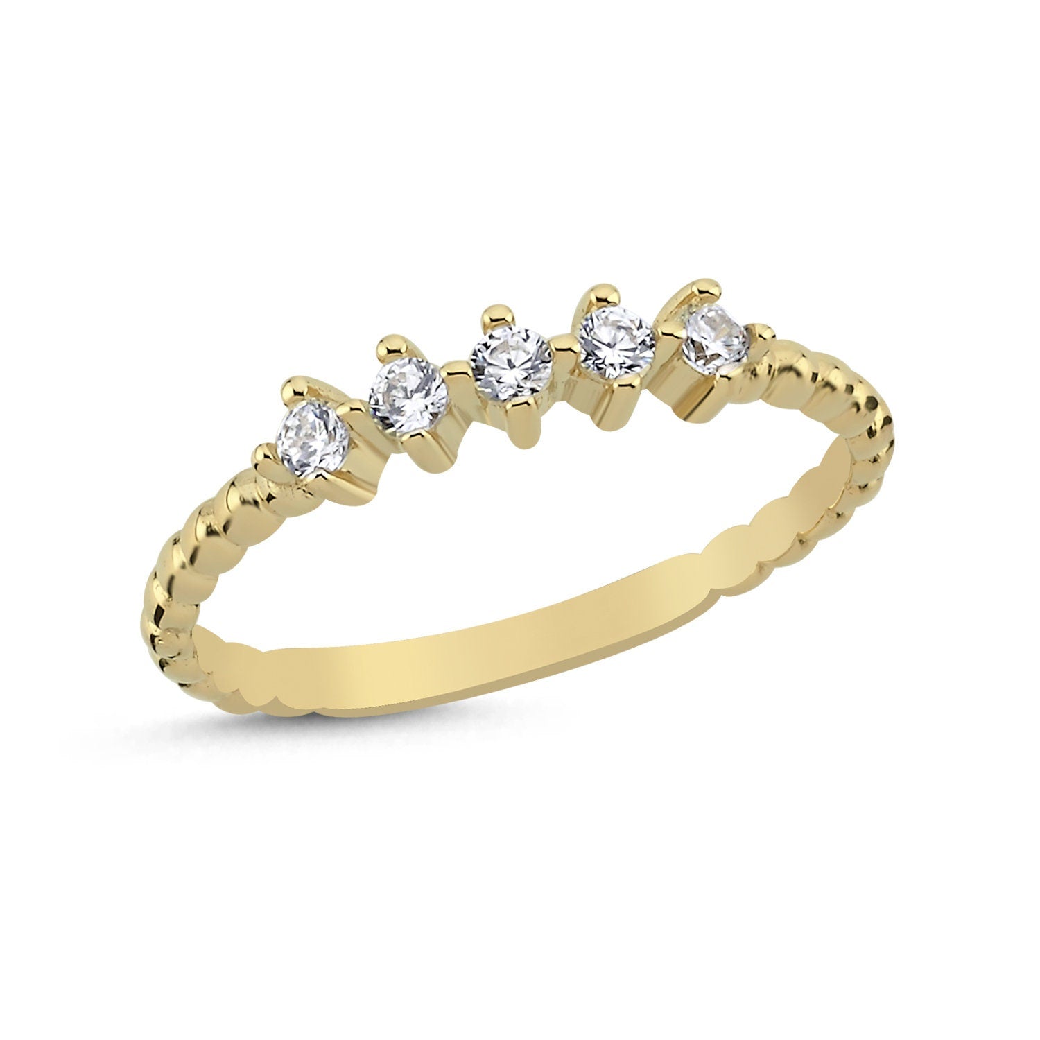 14k Gold Granulation Petite Stackable Minimal Ring