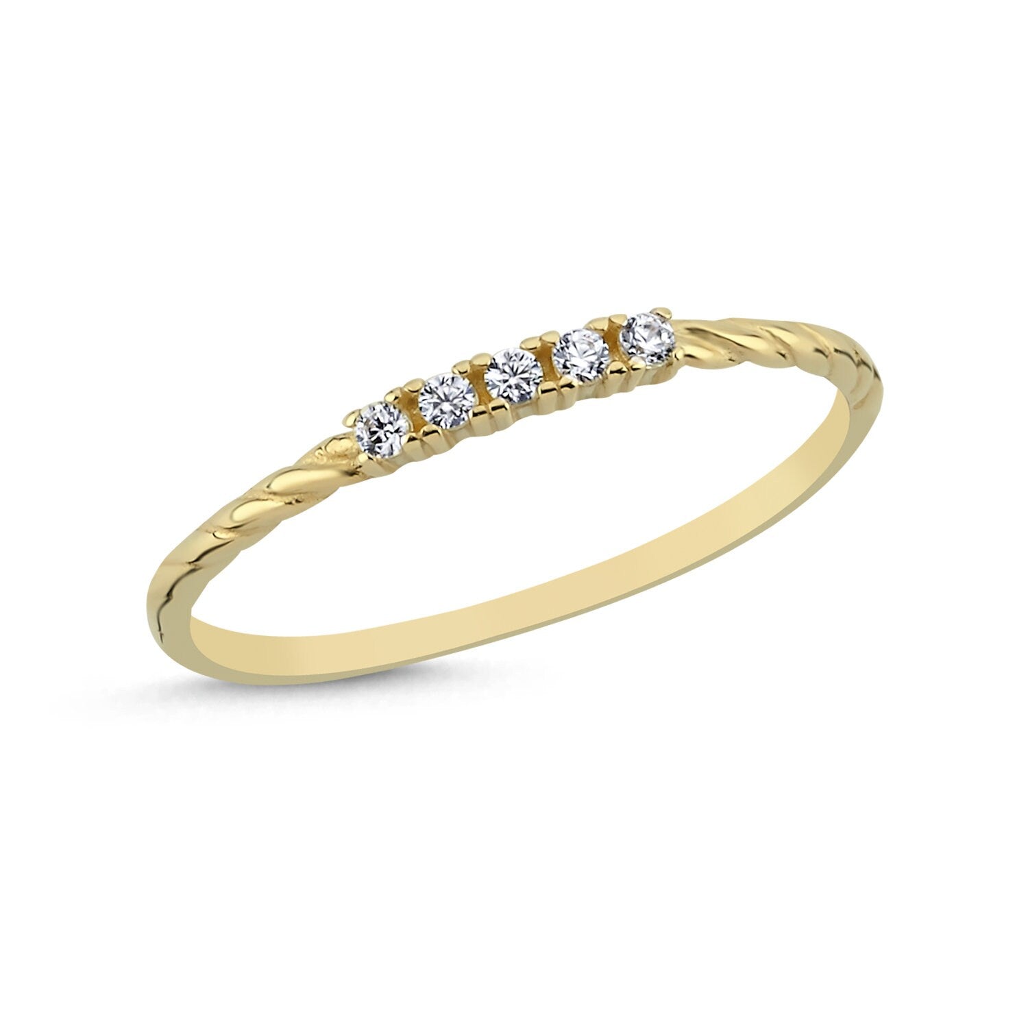 14k Gold Pentacle Stackable Minimal Ring