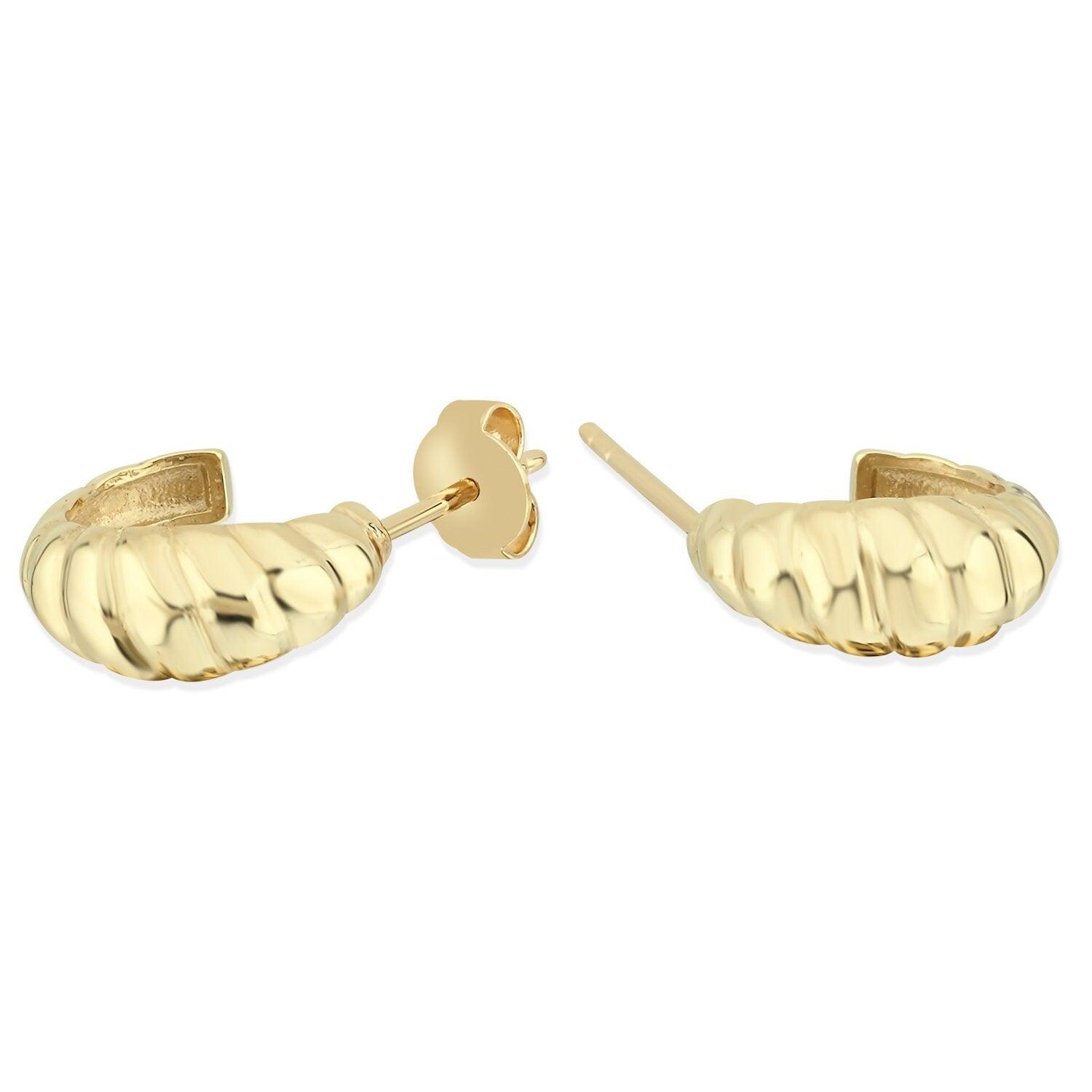 14k Gold Strained Croissant Earrings