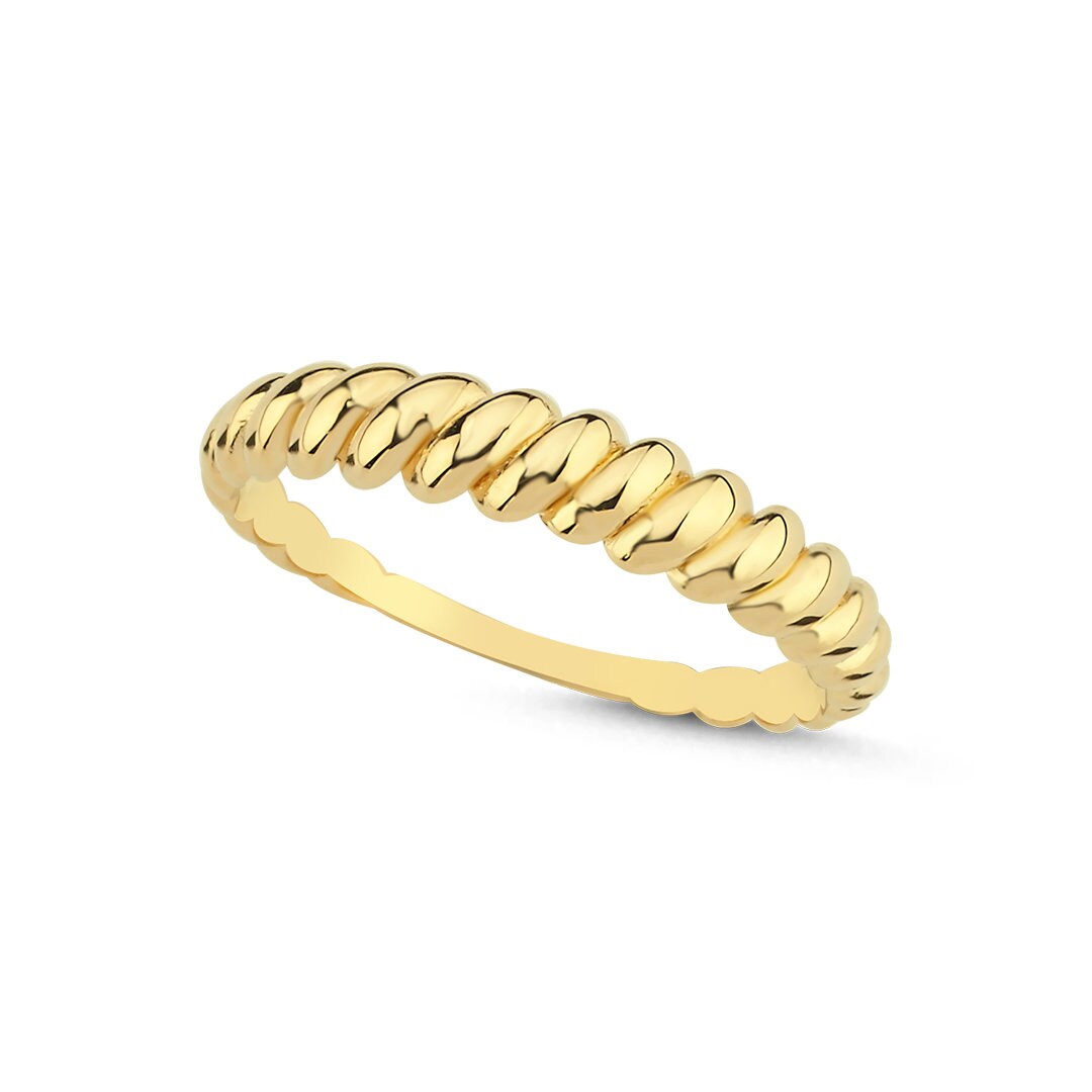 14k Gold Thin Croissant Ring Hems Jewellery 