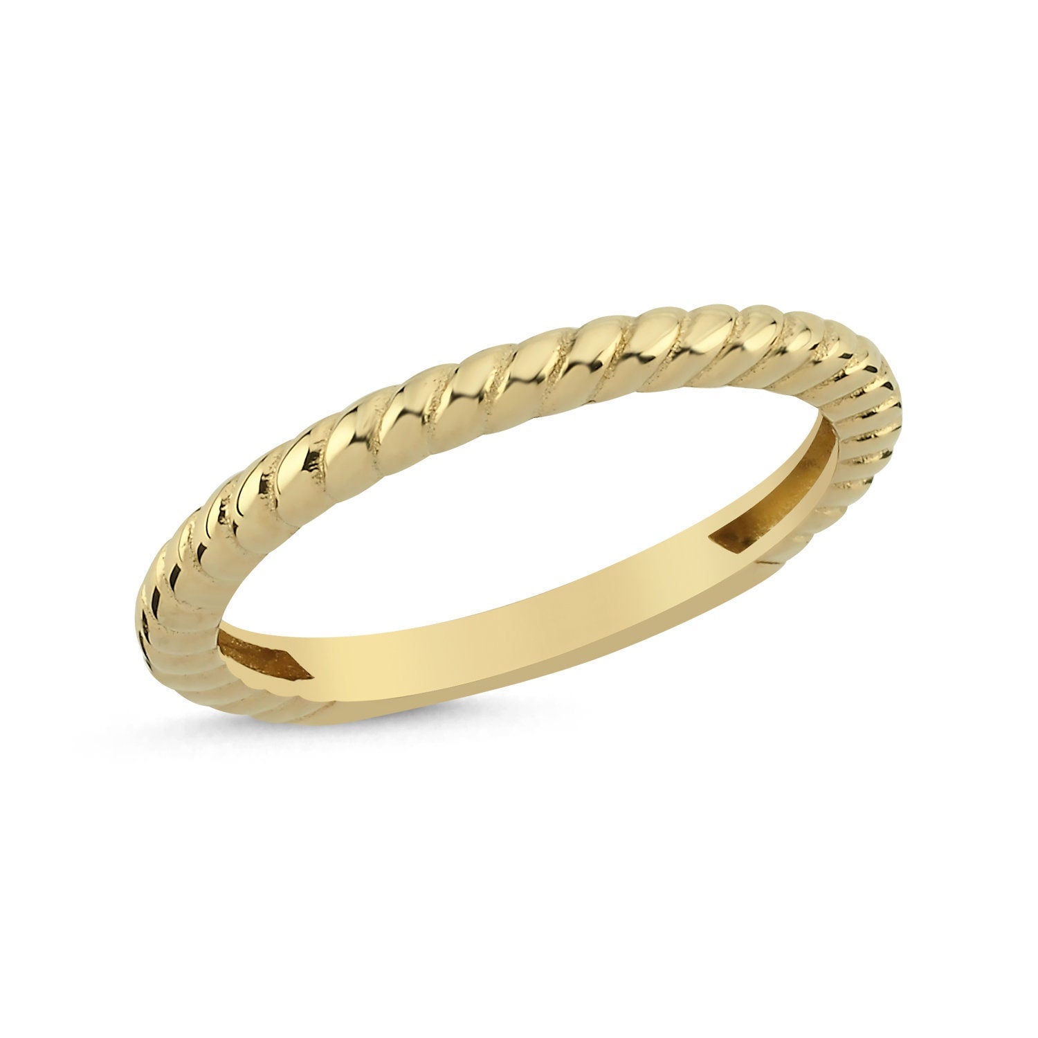 14k Gold Twist Stackable Minimal Ring