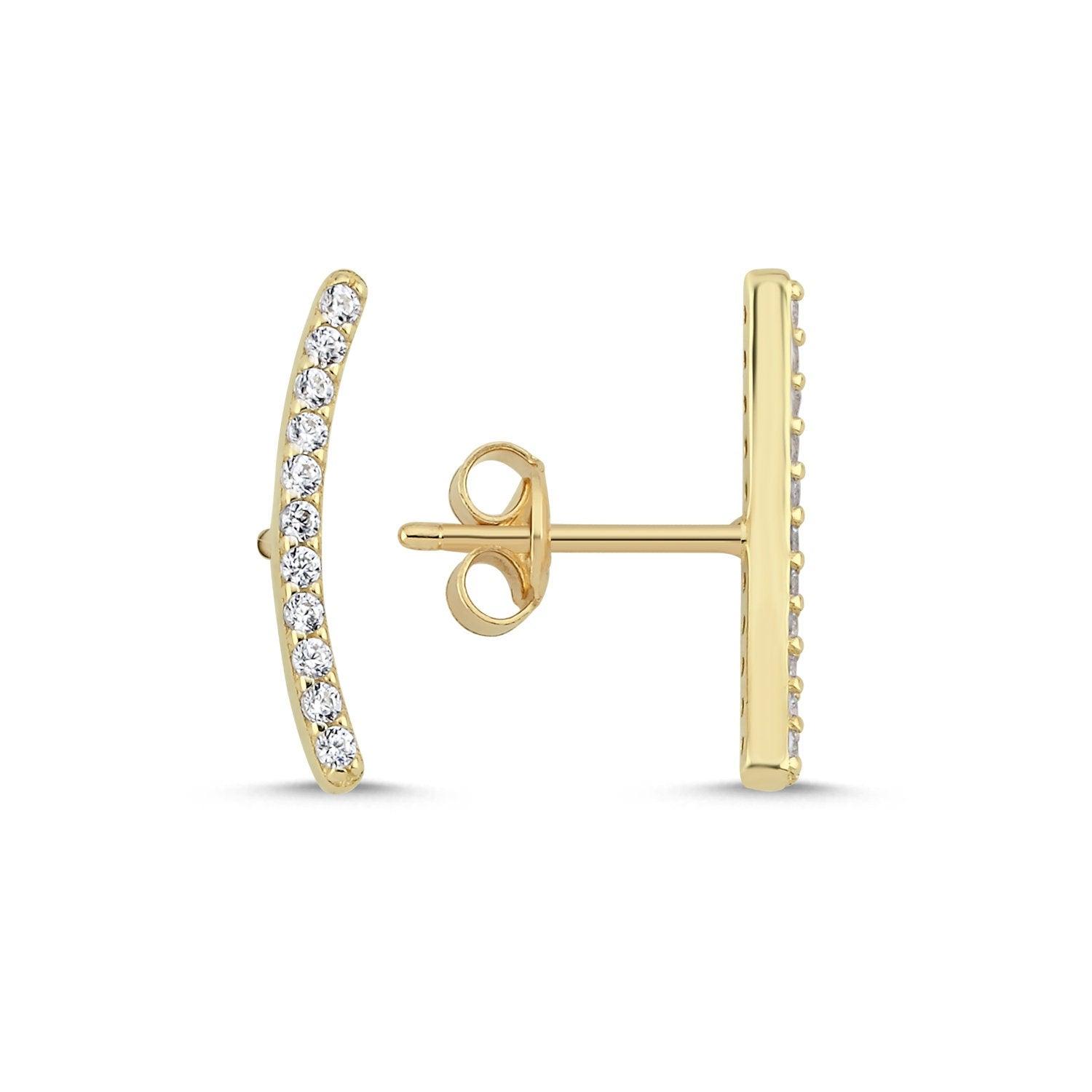 Gold Minimal Stone Earrings Hems Jewellery 
