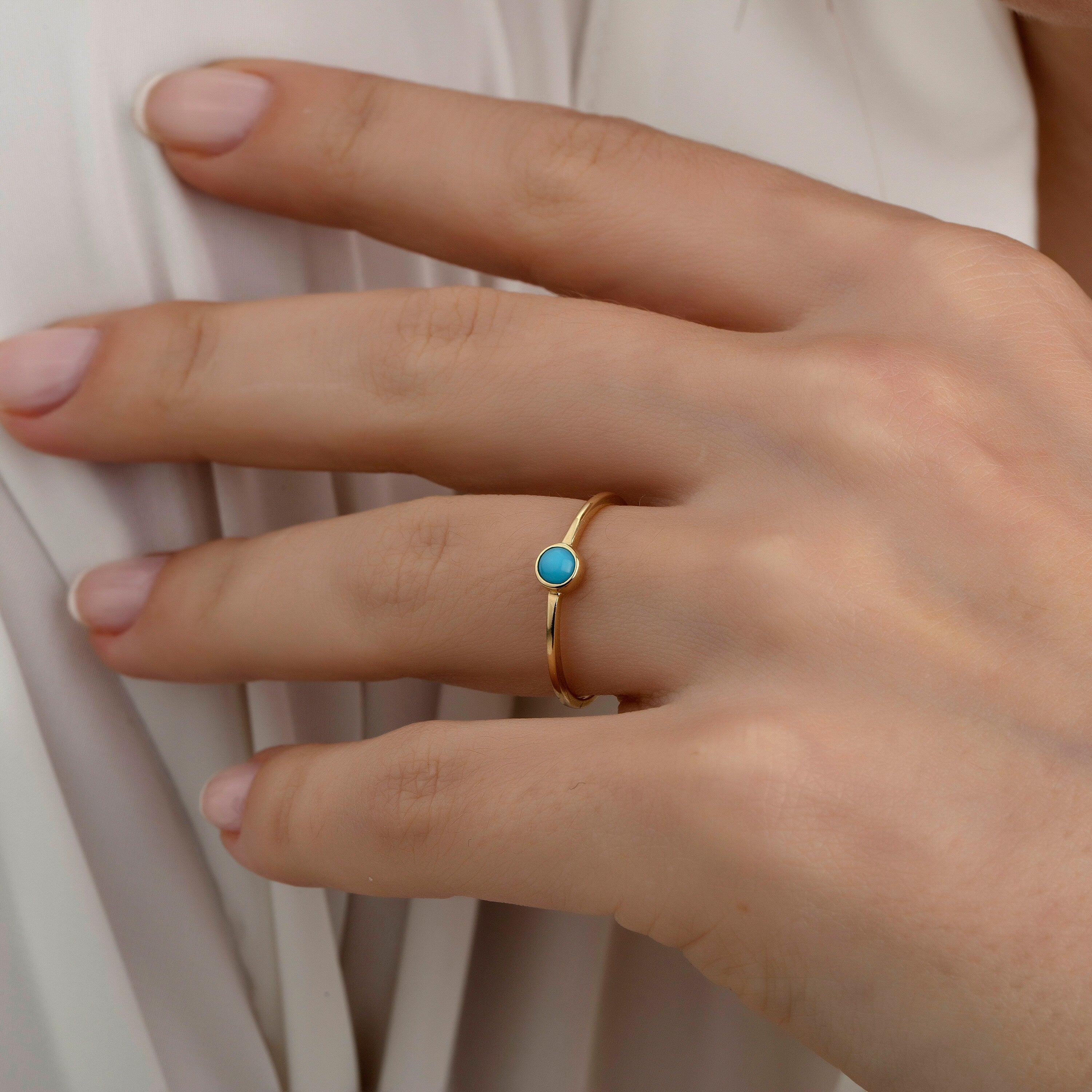 Mini Turquoise Stone Ring Hems Jewellery 